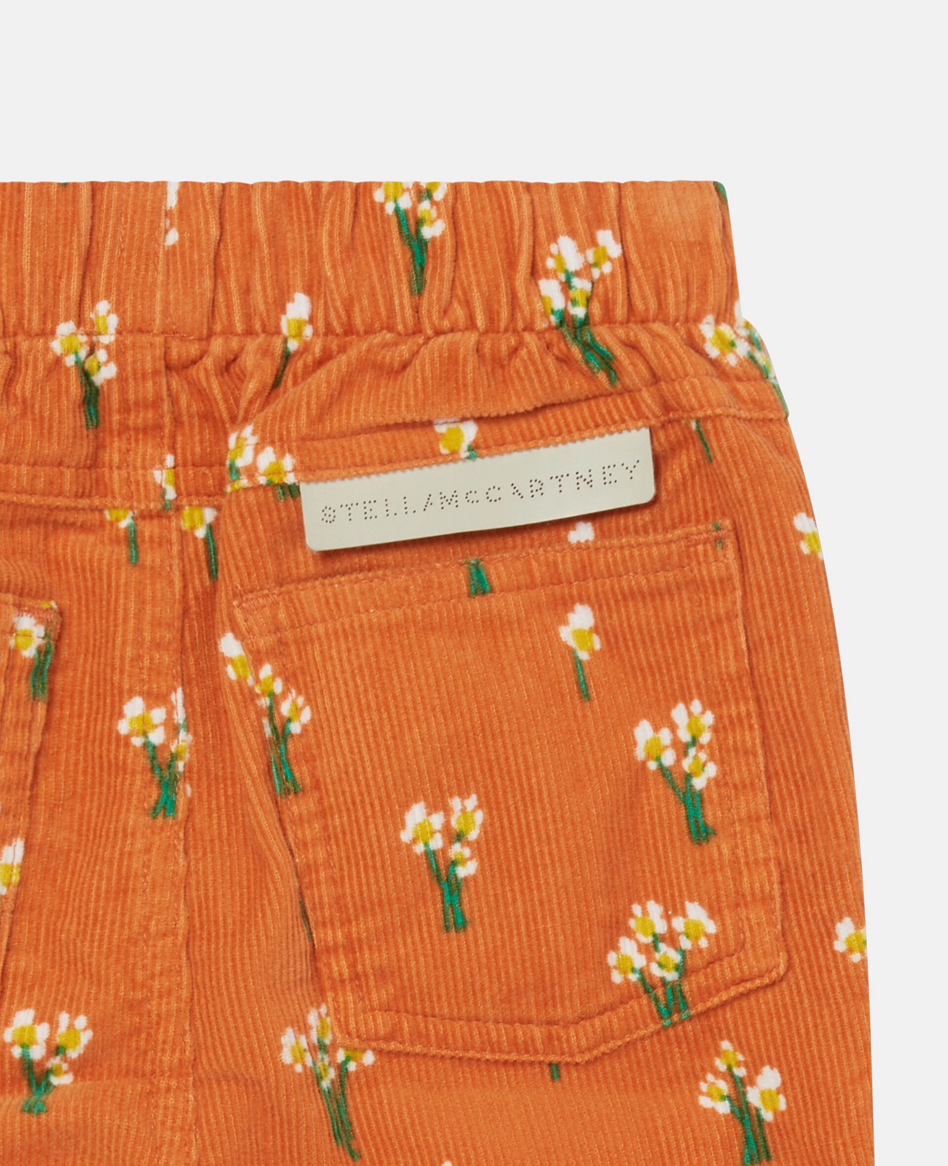 Floral Bunch Print Corduroy Trousers-Orange-large image number 3
