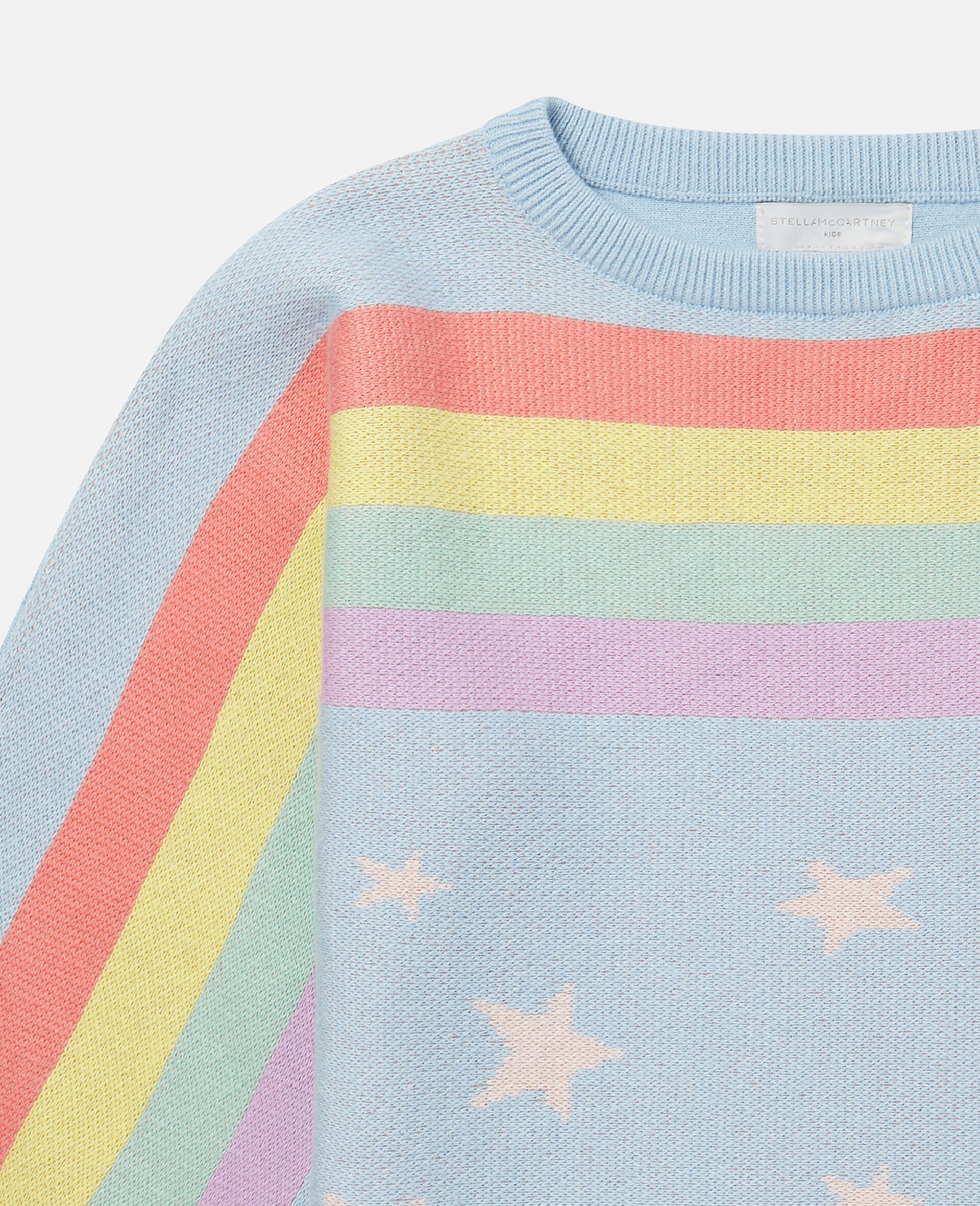 Rainbow Star Print Jumper-Blue-large image number 1