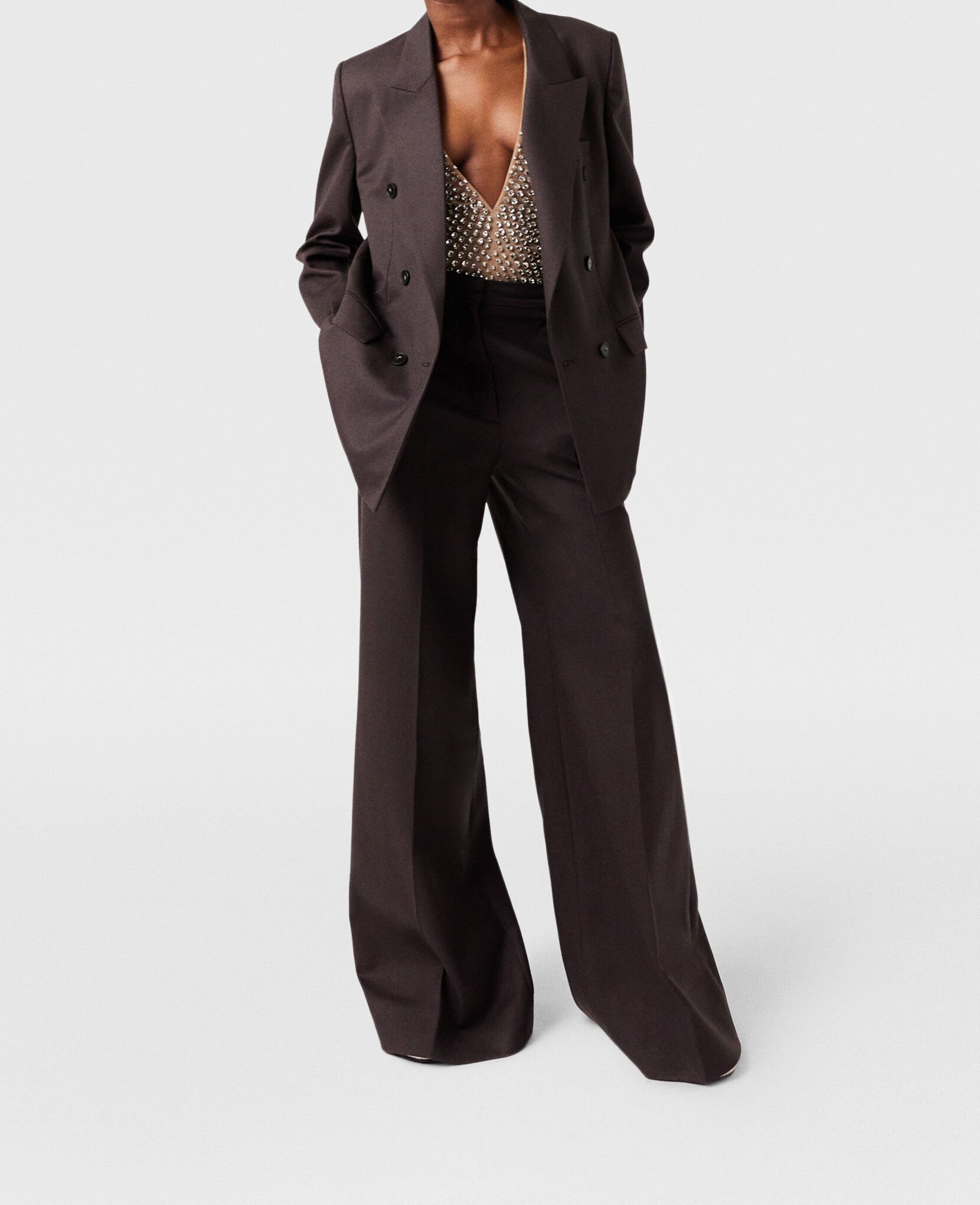 ジャケット STELLA MCCARTNEY BROWN WOOL BLAZER Women Dark chocolate brown Double Breasted Wool Blazer
