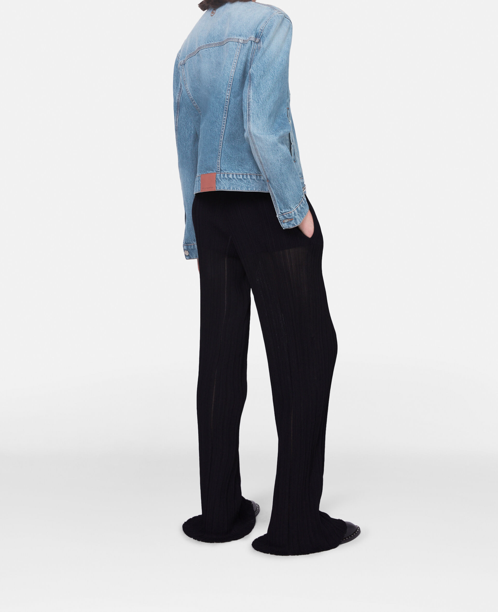 Falabella Chain Light Wash Denim Jacket-Blue-large image number 2