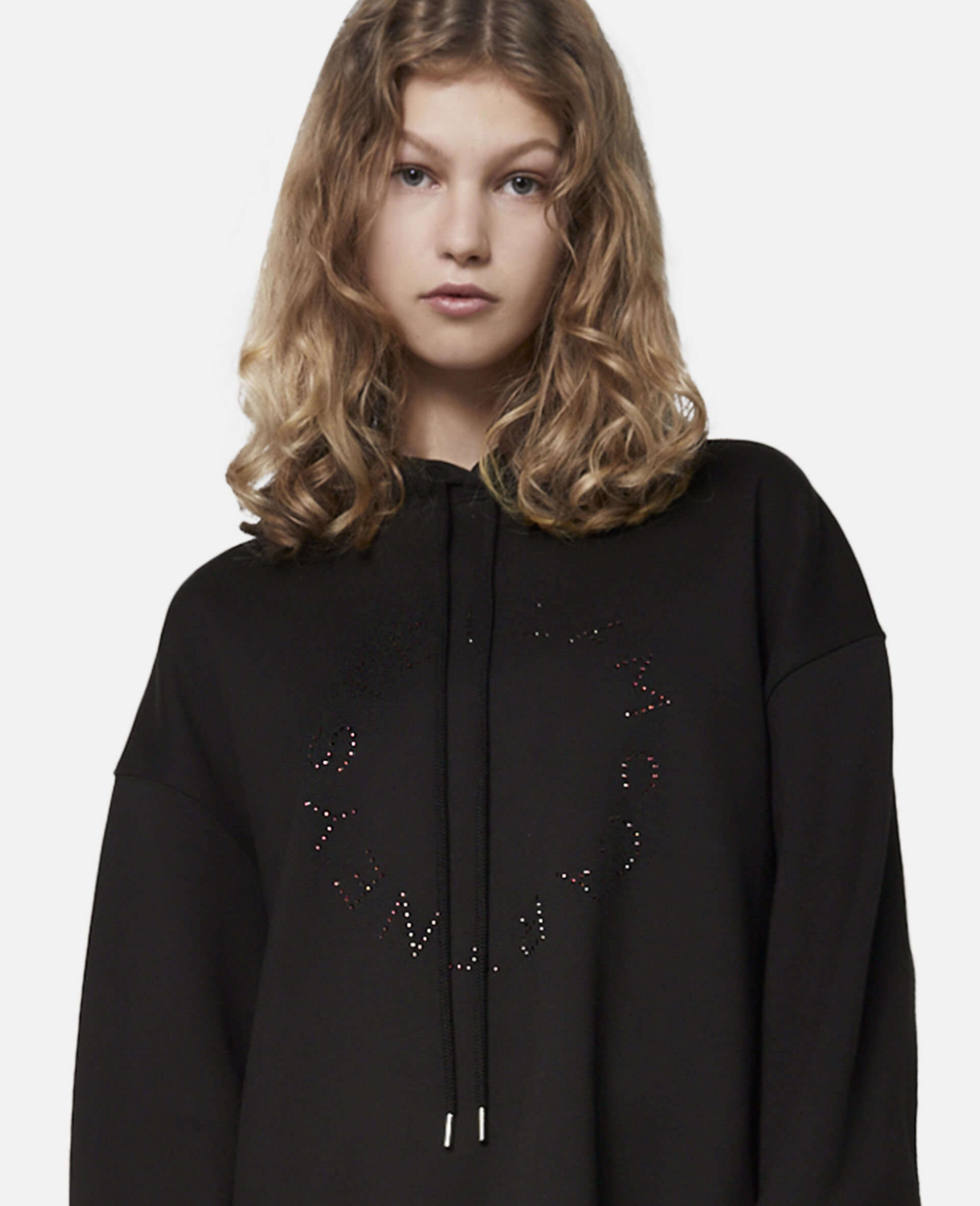 Diamanté Logo Hoodie-Black-large image number 3