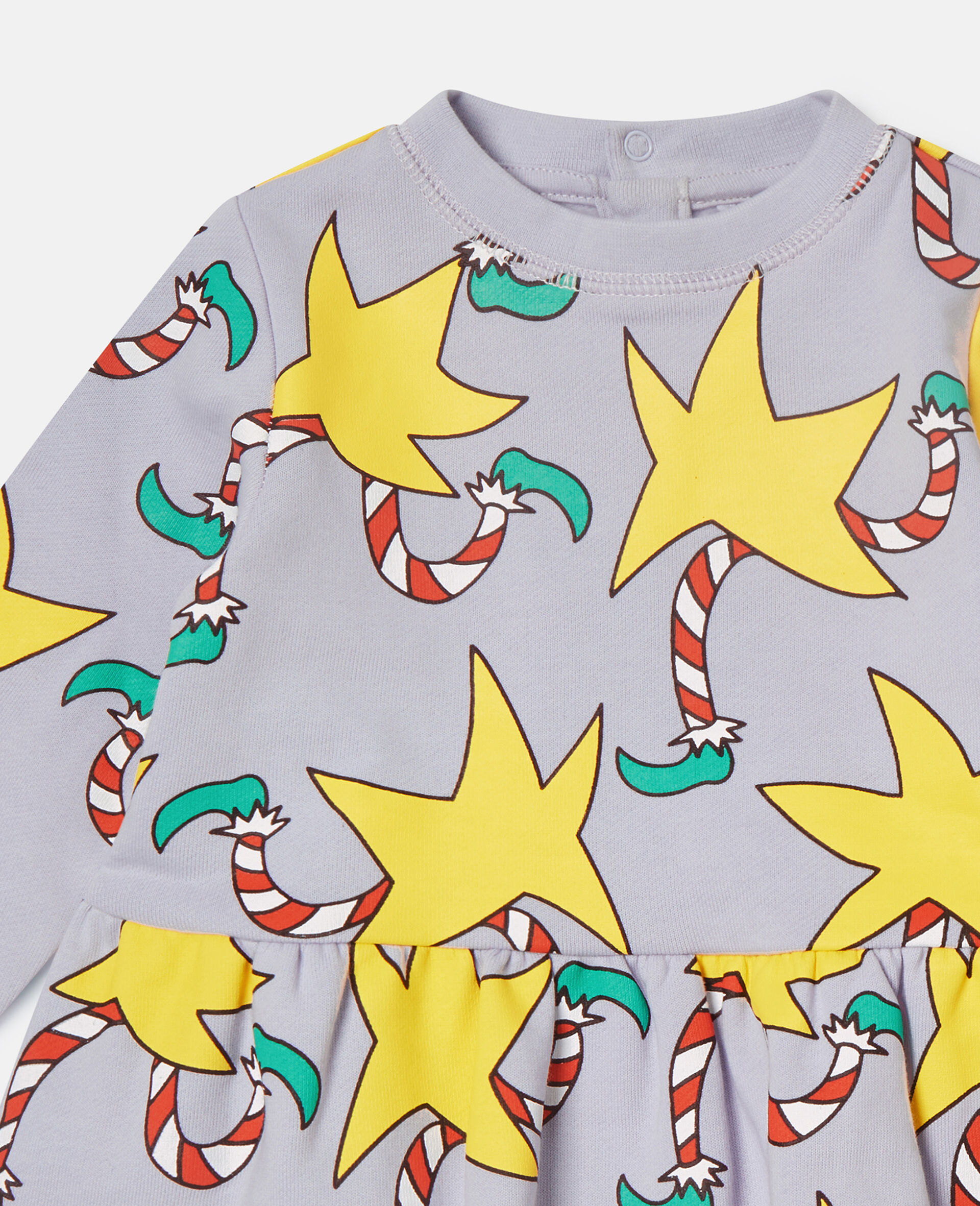 Candy Cane Print Long-Sleeve Dress-Purple-medium