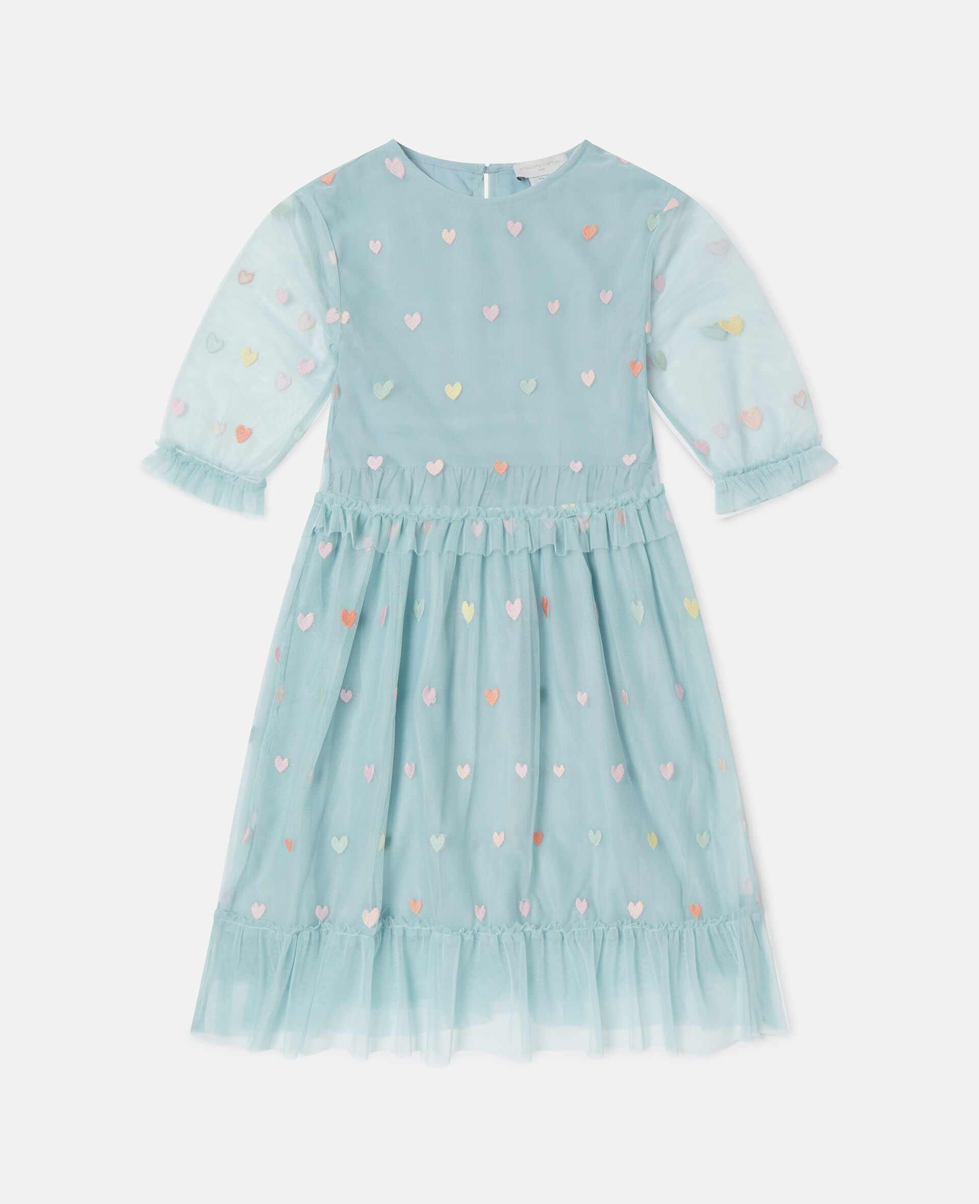 Heart Embroidered Long-Sleeve Dress-Grey-large image number 0