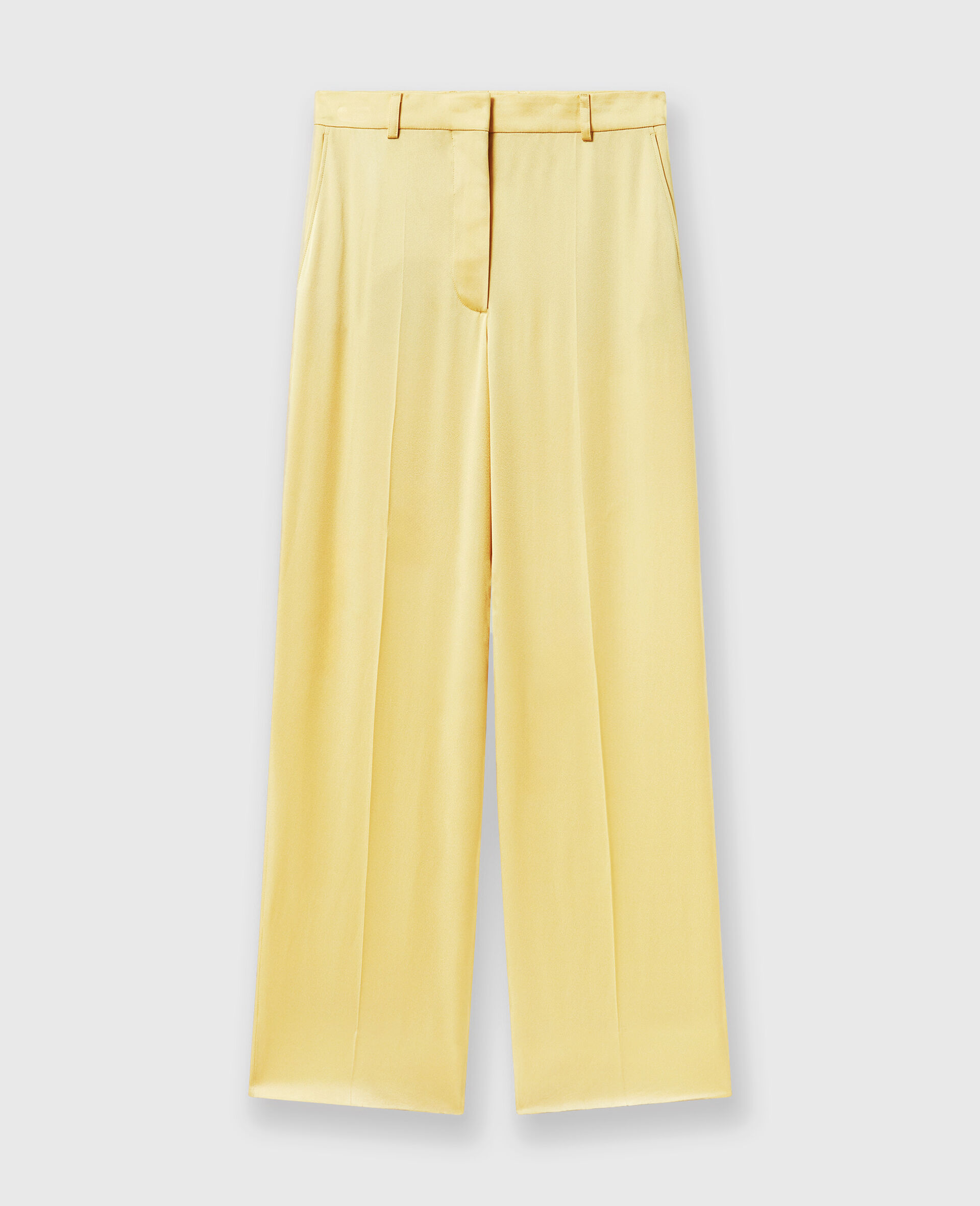Pantaloni a Gamba Dritta a Vita Bassa-Giallo-large image number 0