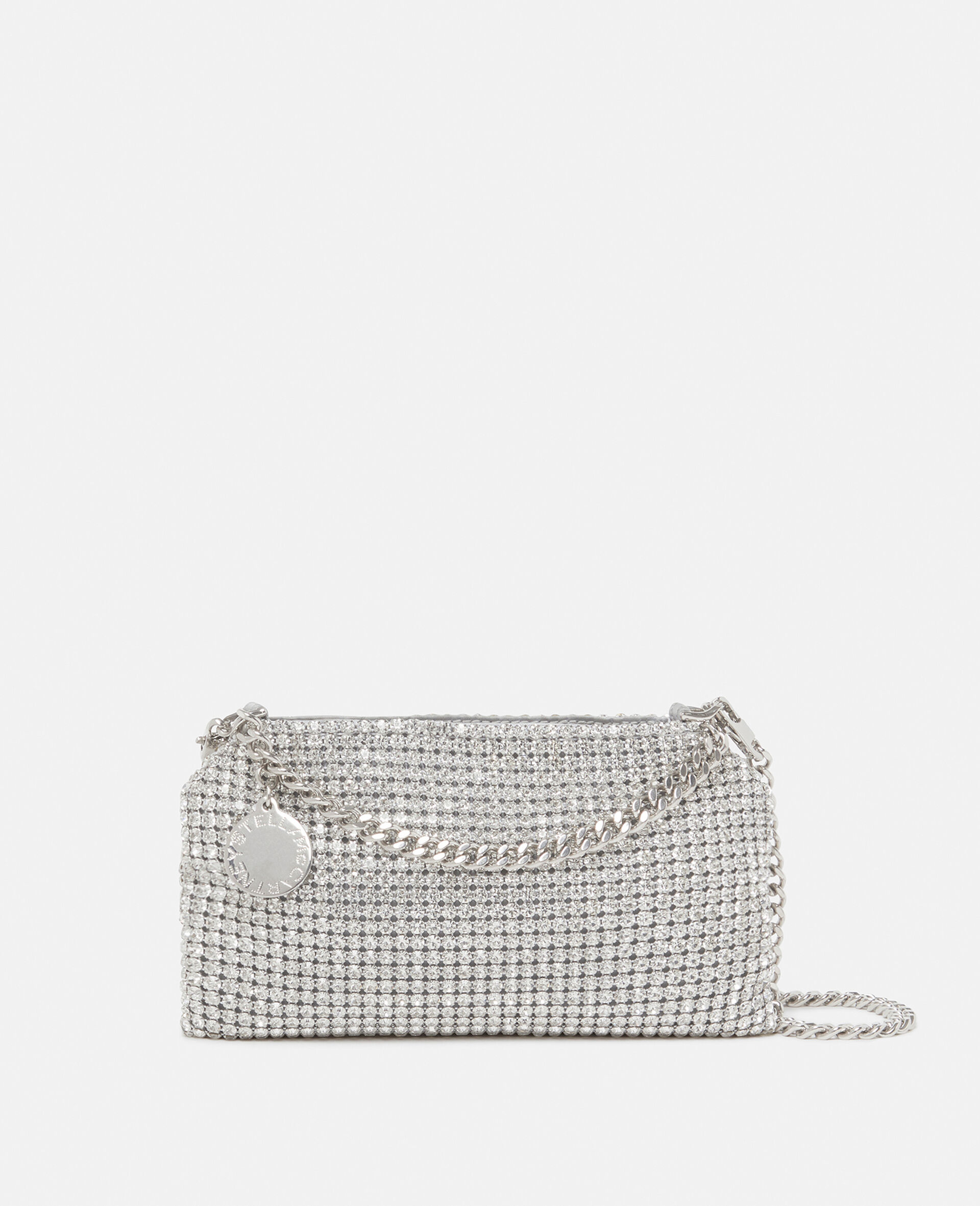 Borsa a Spalla Falabella in Rete con Cristalli-Silver-large image number 0
