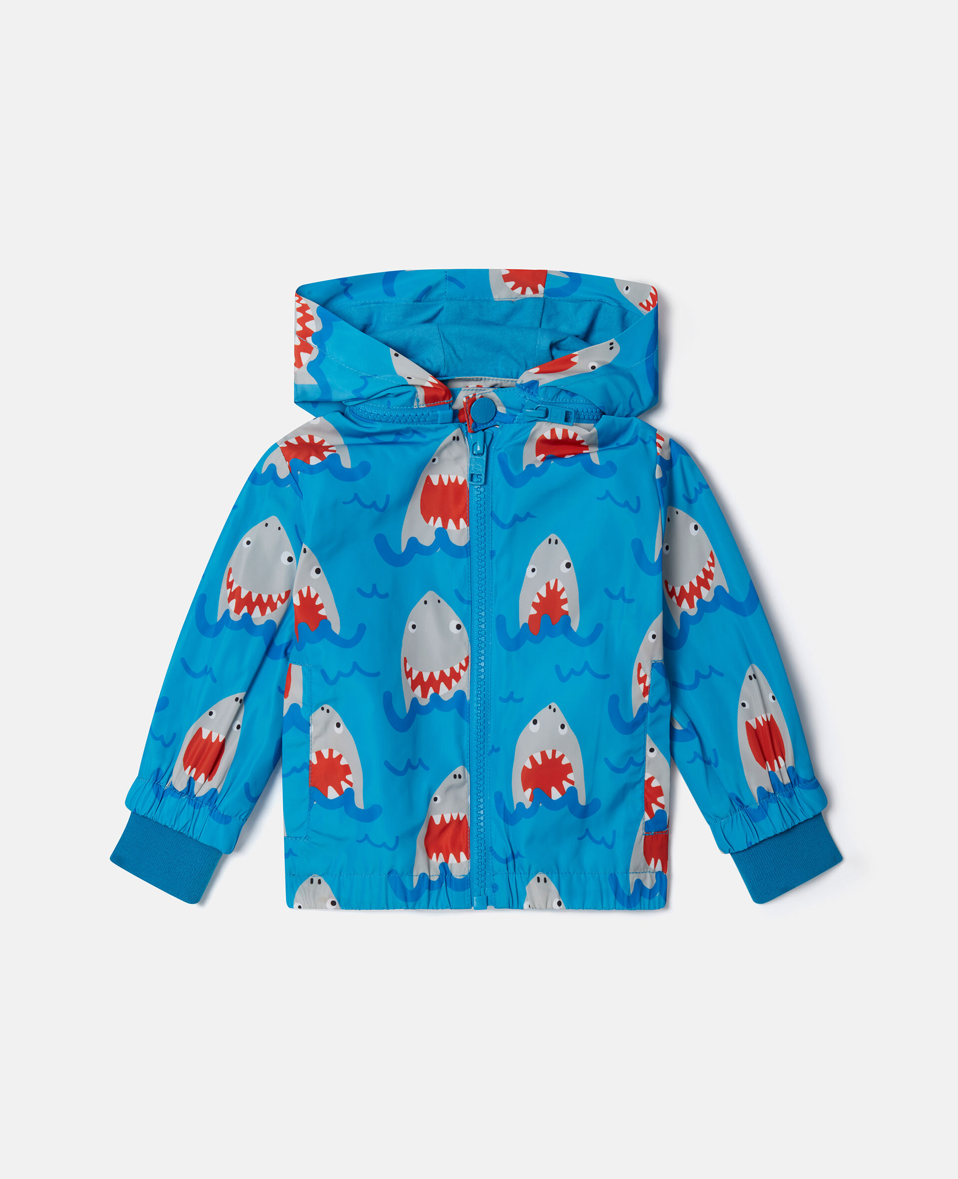 Shark Print Hooded Jacket-Multicoloured-model
