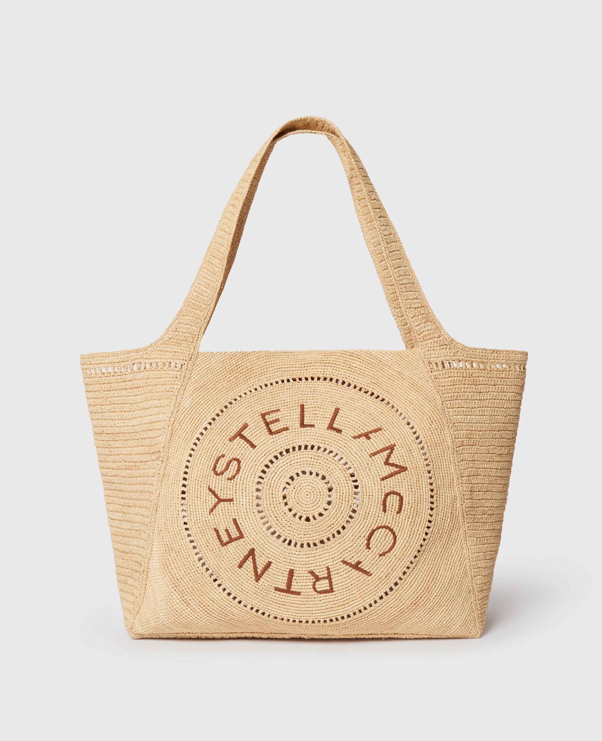 Logo Raffia Large Tote Bag-Beige-medium