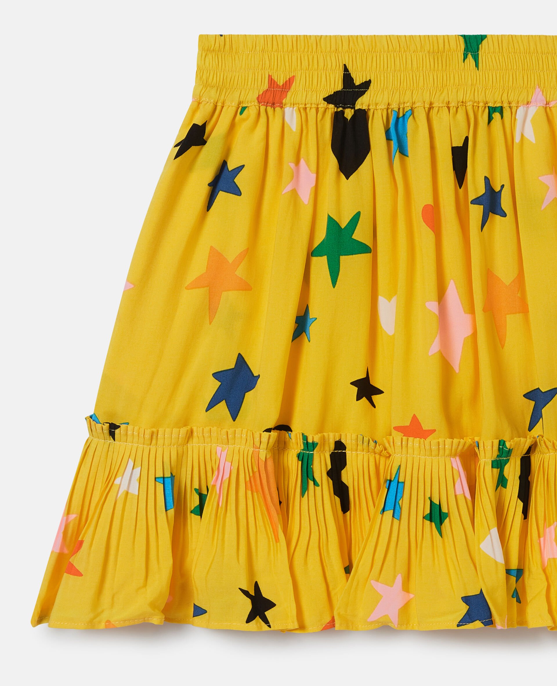 Star Print Tiered Skirt-Yellow-large image number 1
