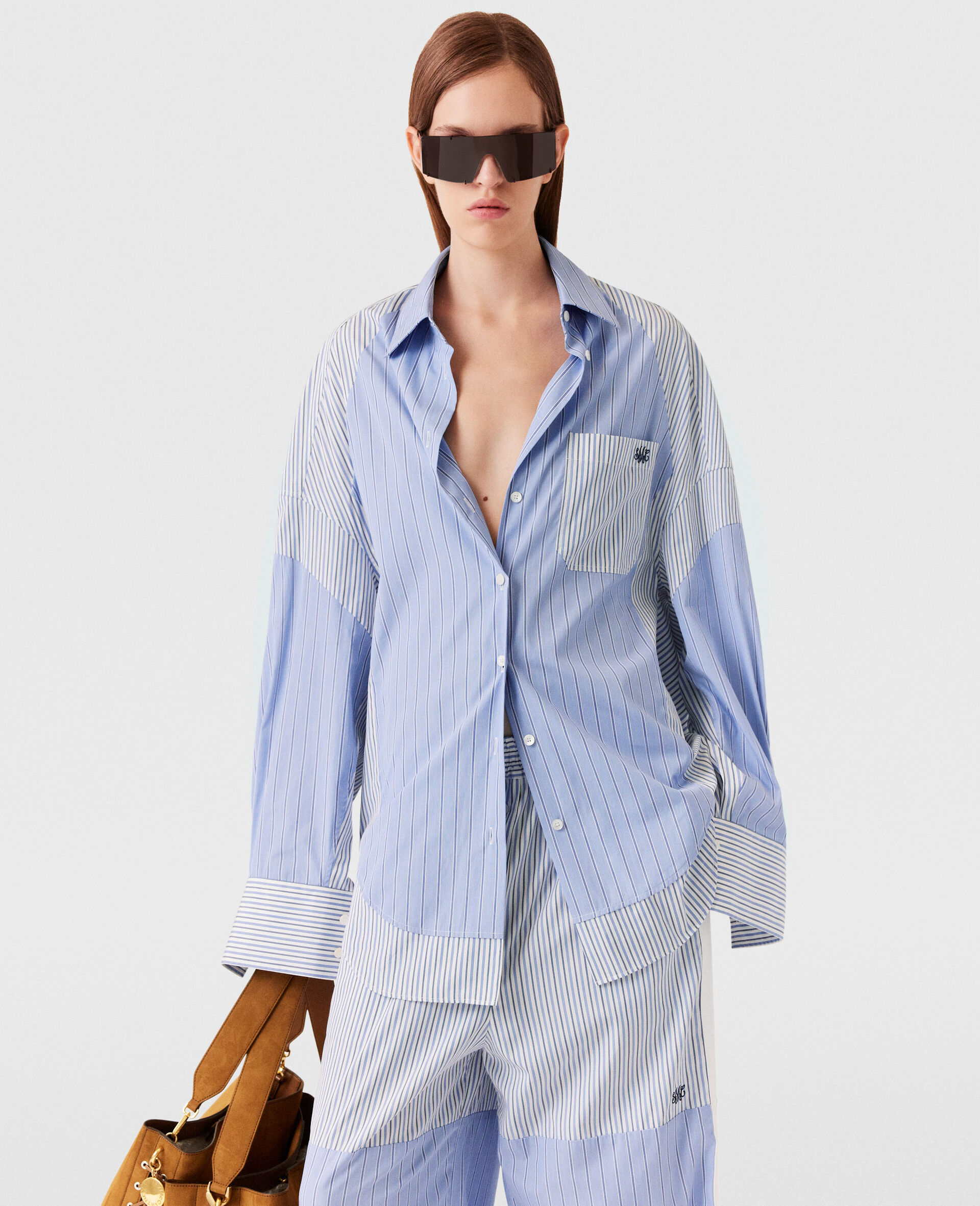Striped Boyfriend Shirt-Blue-large image number 5