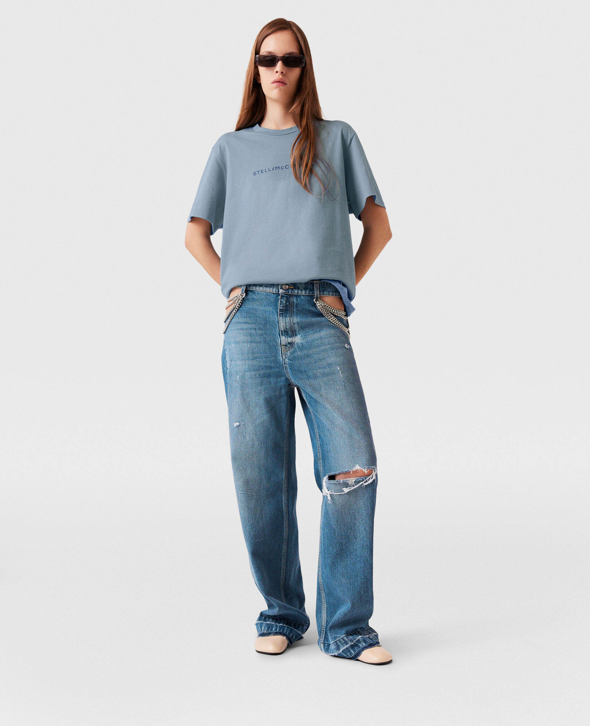 Logo Oversized Cotton T-Shirt-Pink-large image number 4