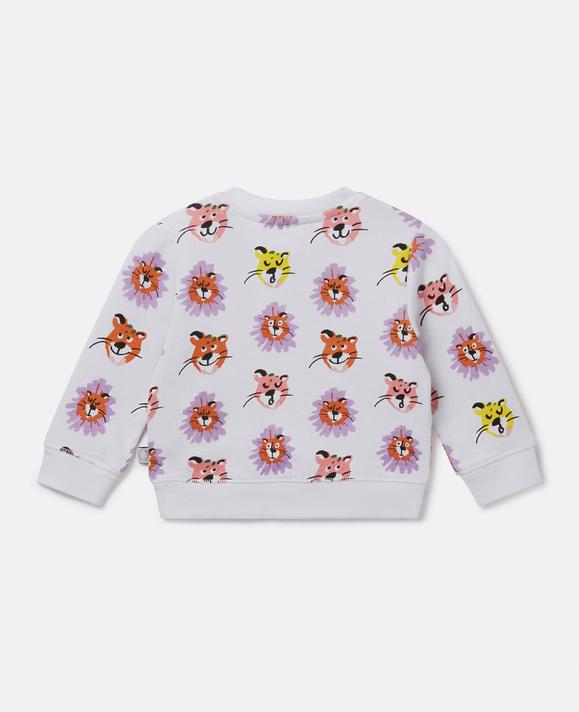 Cheetah Face Print Sweatshirt-White-large image number 2