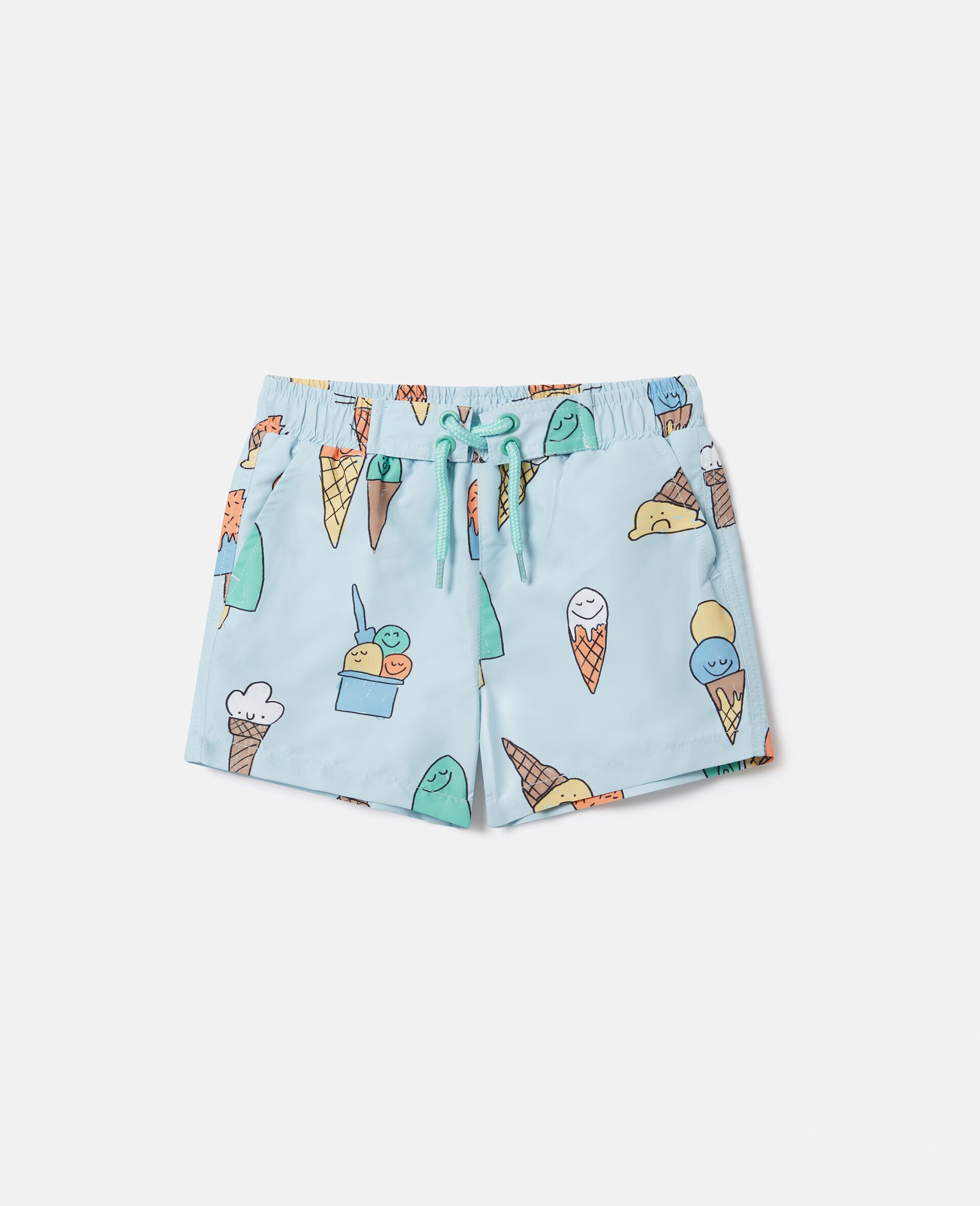 Ice Cream Print Swim Shorts-Blue-medium