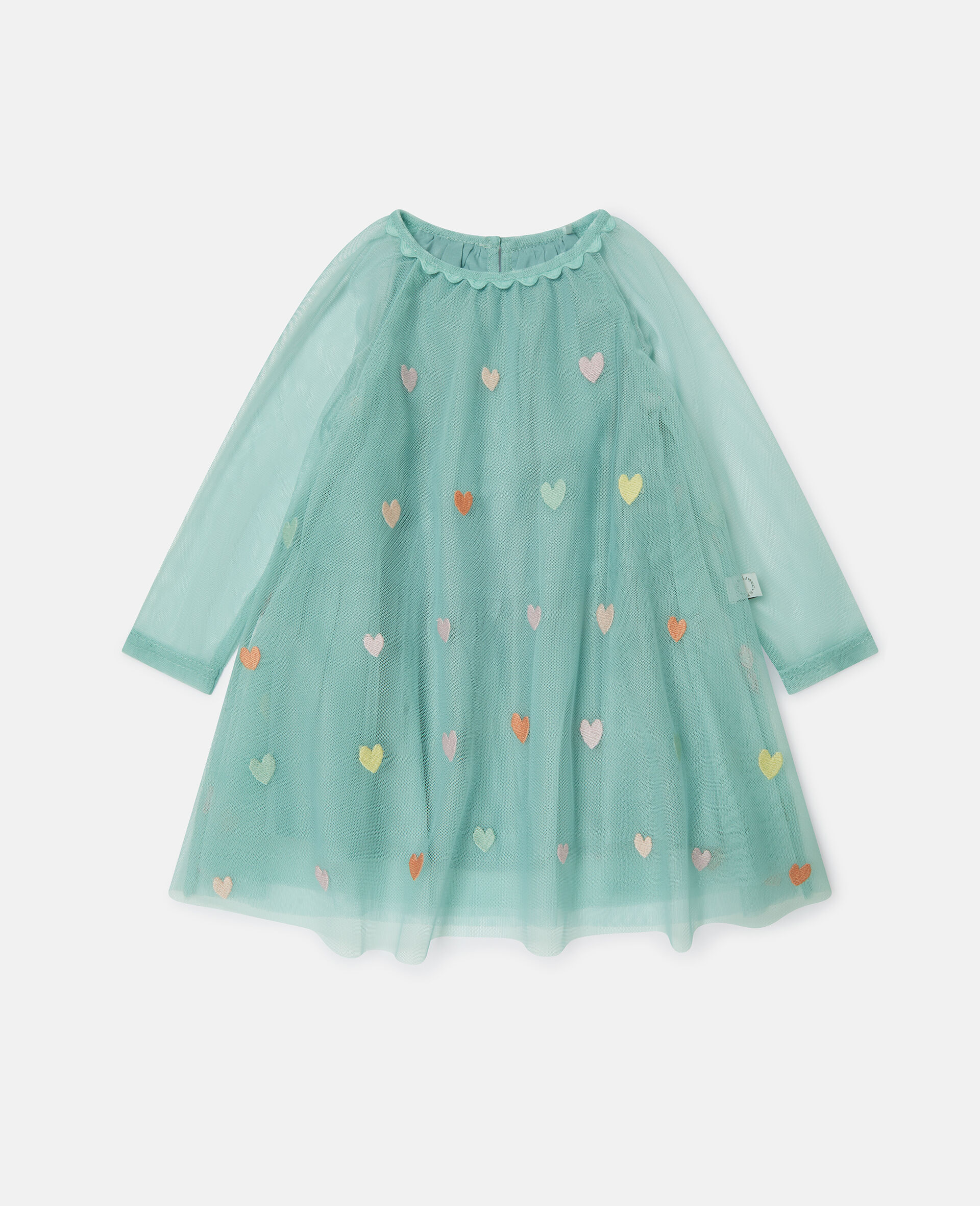 Heart Embroidered Long-Sleeve Dress-Grey-large image number 0