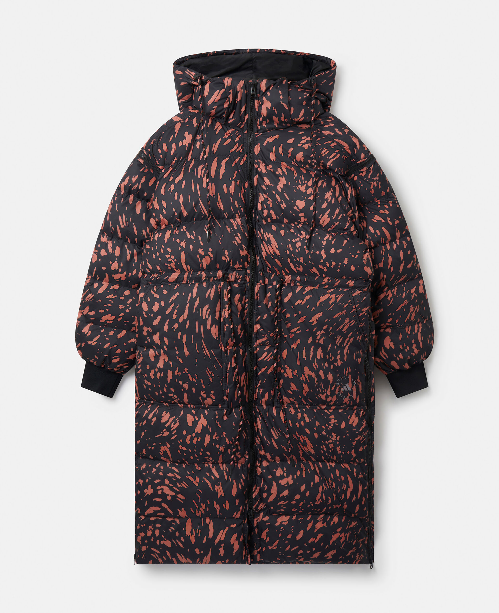 Sea Spray Print Long Puffer Jacket-Black-large image number 0