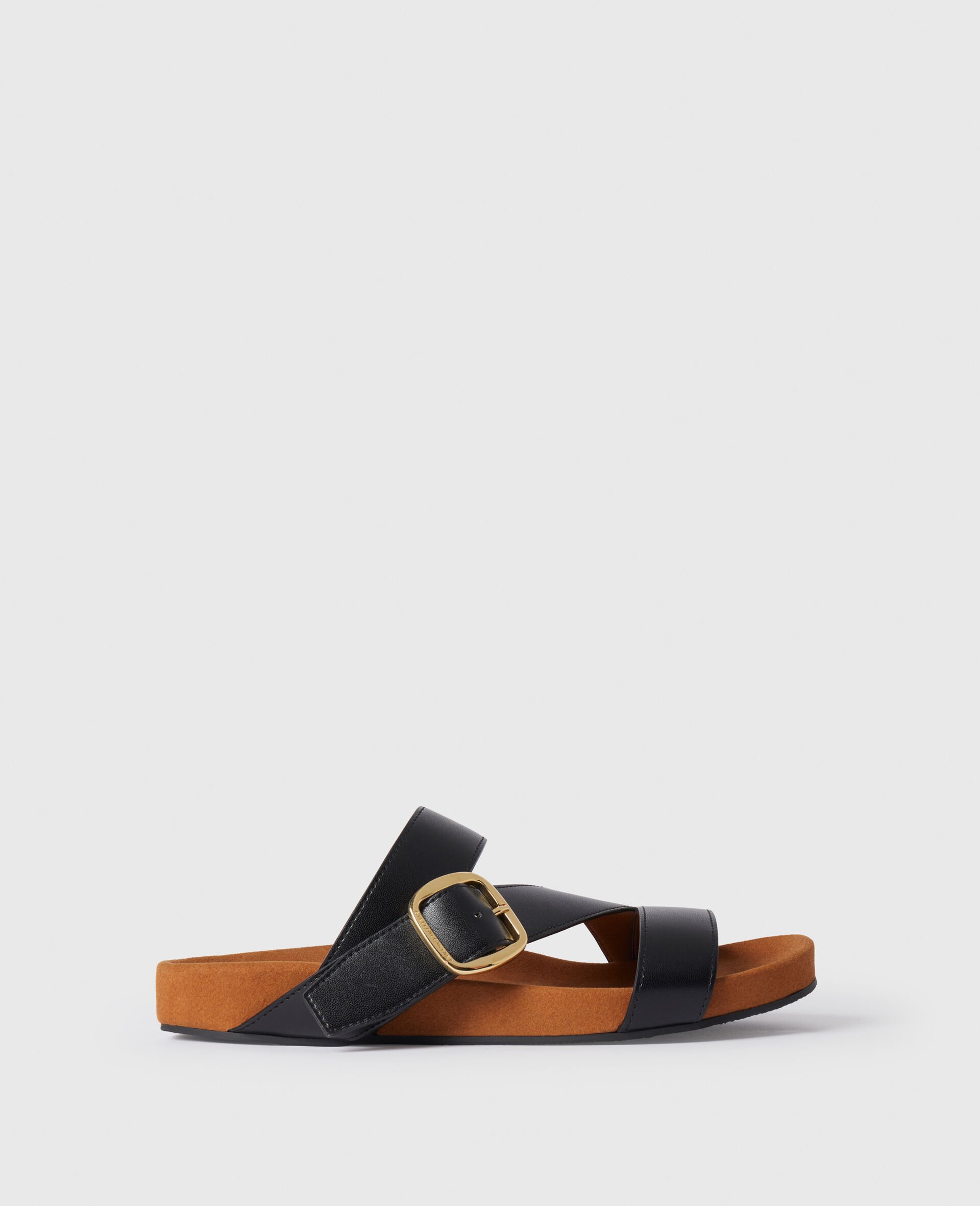 Gaia Backless Buckle Sandals-Black-medium