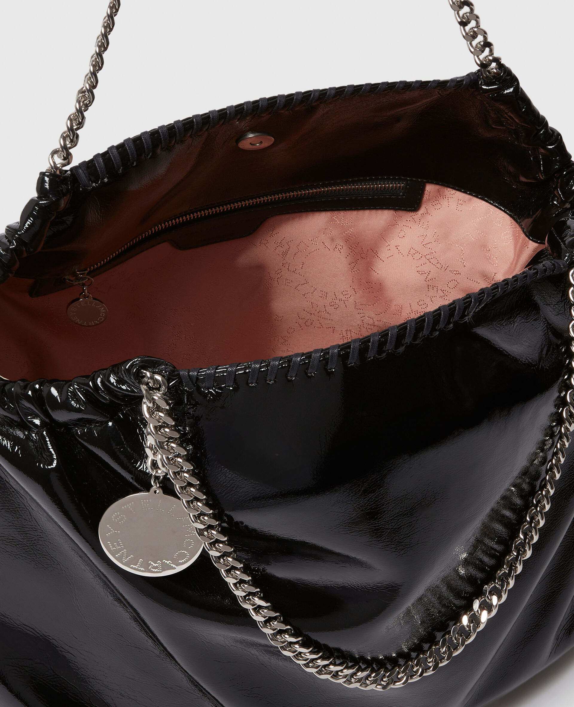 Falabella Drawstring Patent Tote Bag-Black-large image number 4