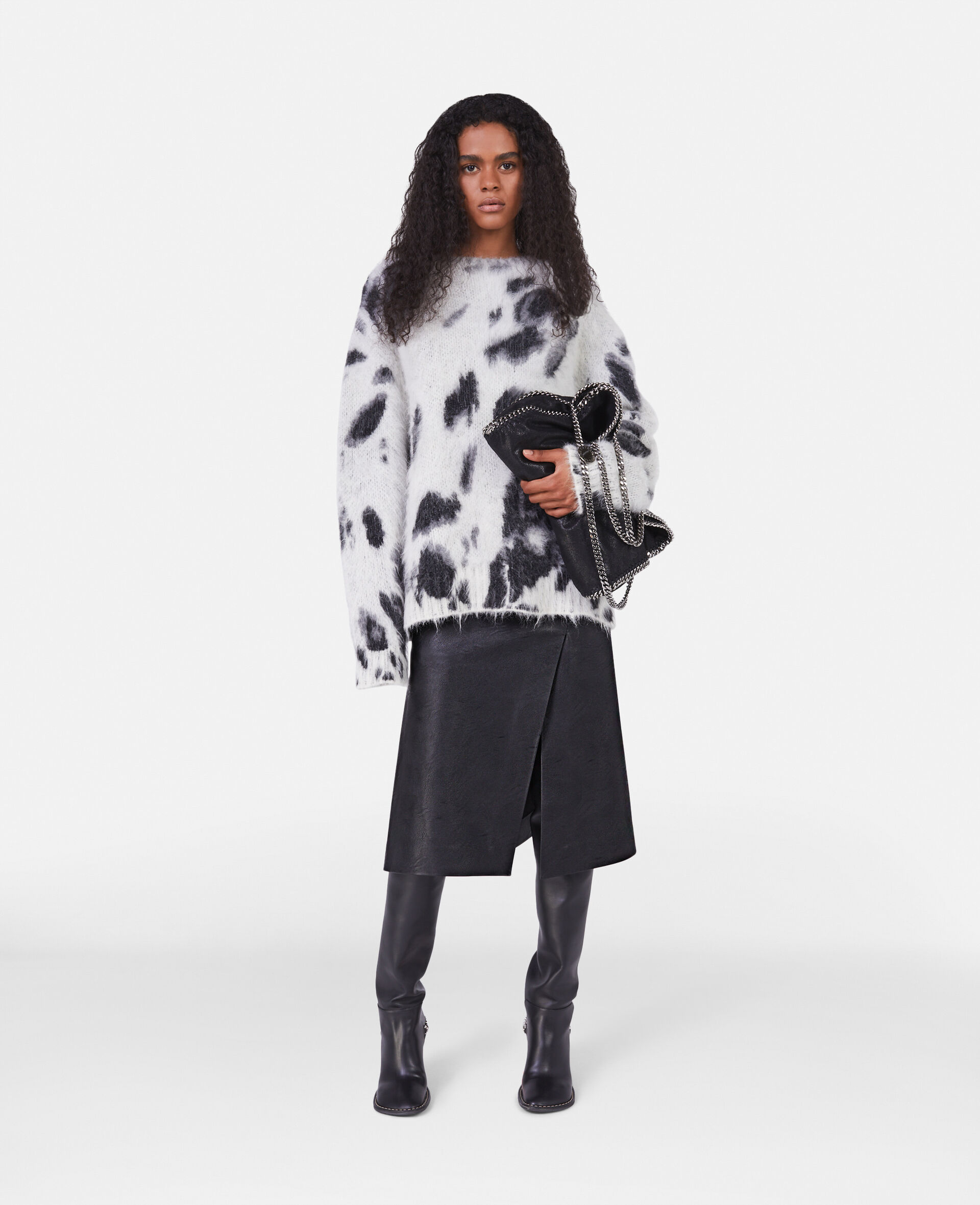 Appaloosa Pony Jacquard Knit Jumper-White-model Appaloosa Pony Jacquard Knit Jumper-White-model
