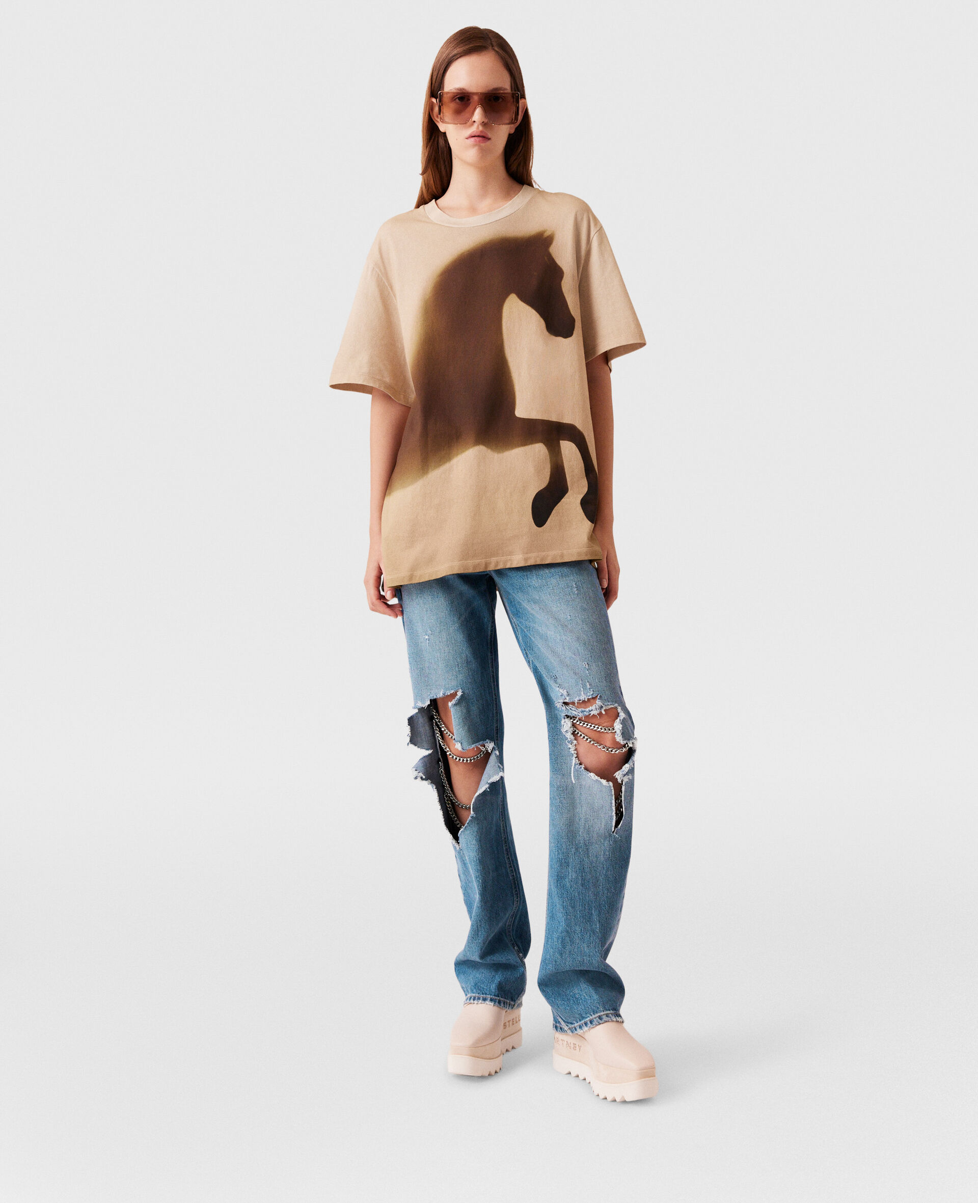 Horse Graphic Cotton T-Shirt-Brown-large Horse Graphic Cotton T-Shirt-Brown-large image number 6