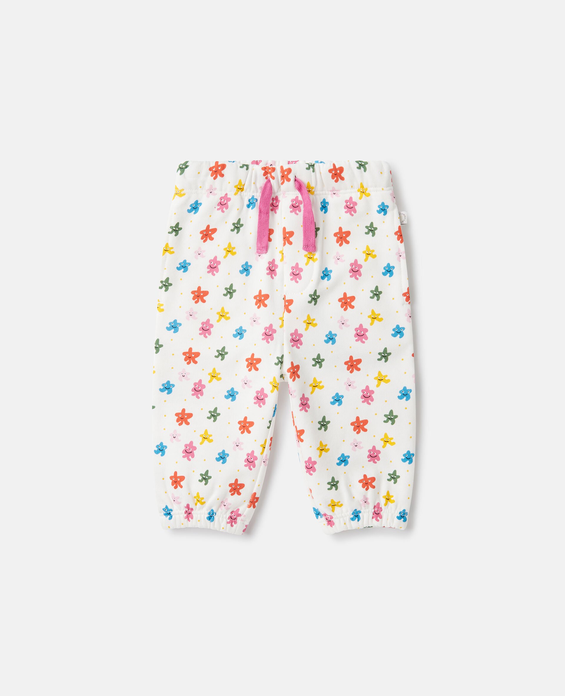 Pantalon de jogging a cordon de serrage avec imprime etoile-Blanc-medium