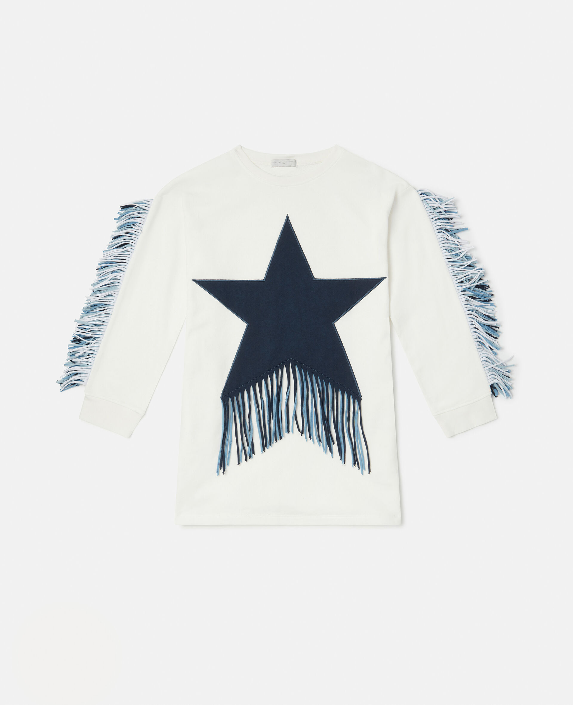 Fringed Star Sweatshirt Dress-White-large image number 0
