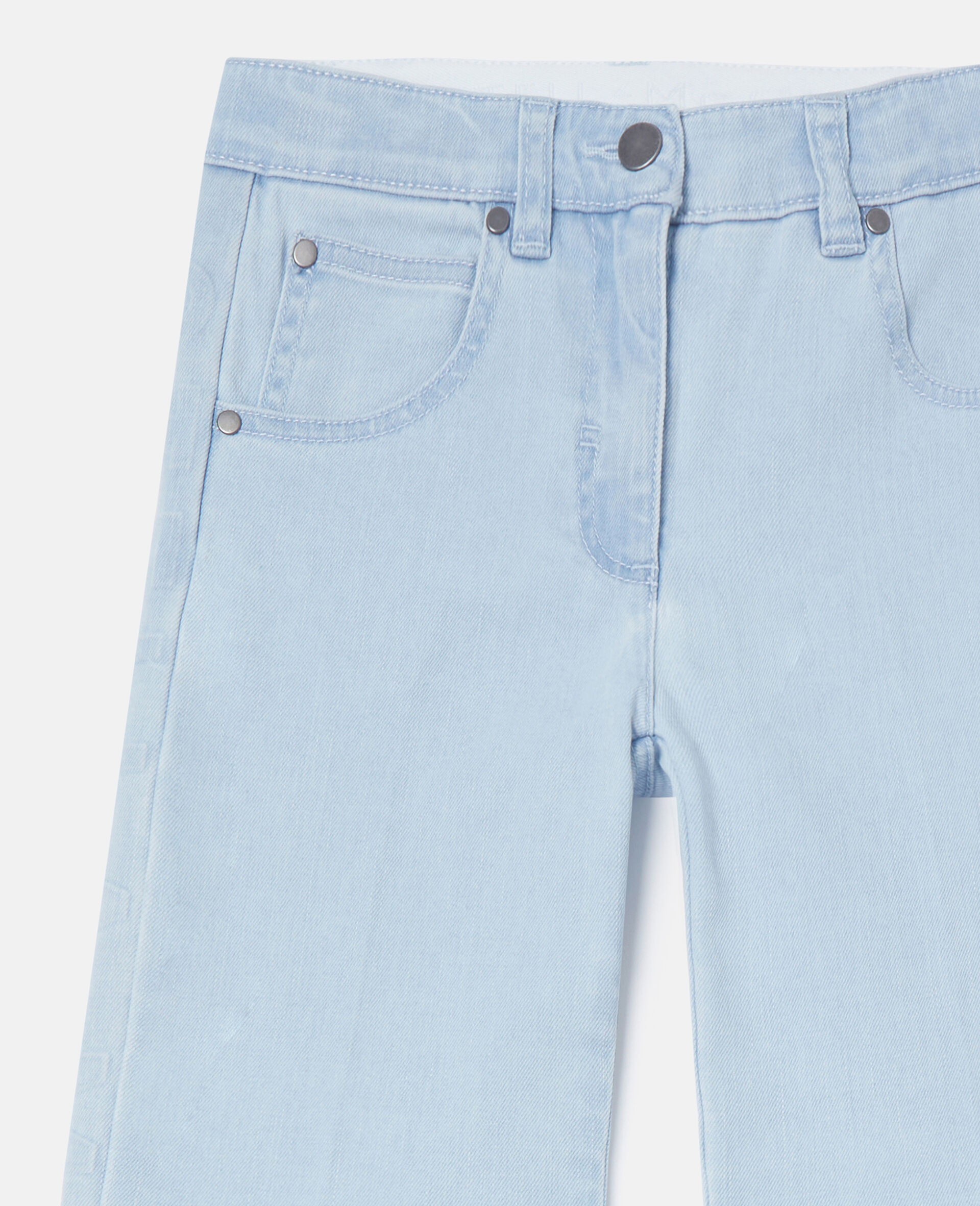 Flared Light Wash Denim  Jeans-Blue-medium Flared Light Wash Denim  Jeans-Blue-medium