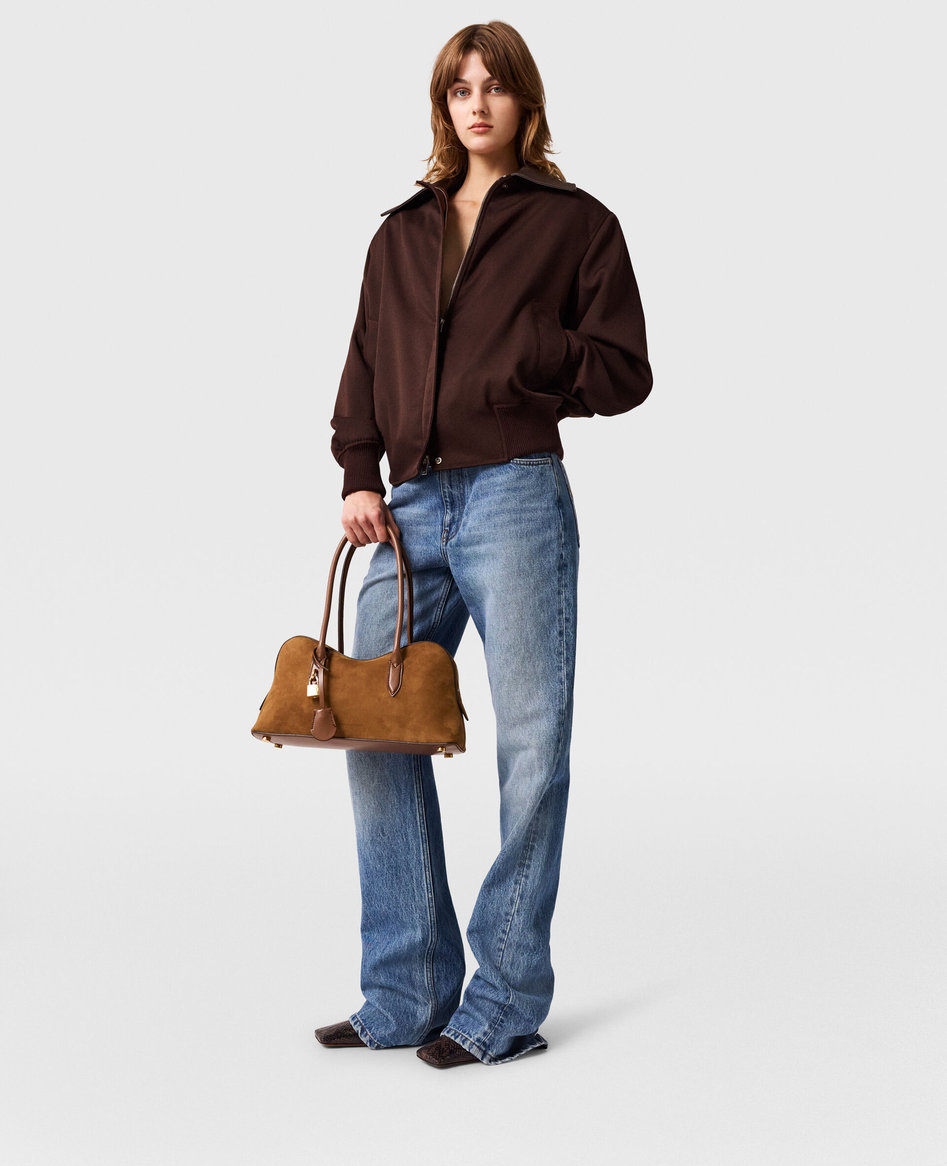 Klassischer Kragen Weite Feld Jacke-Brown-large image number 5