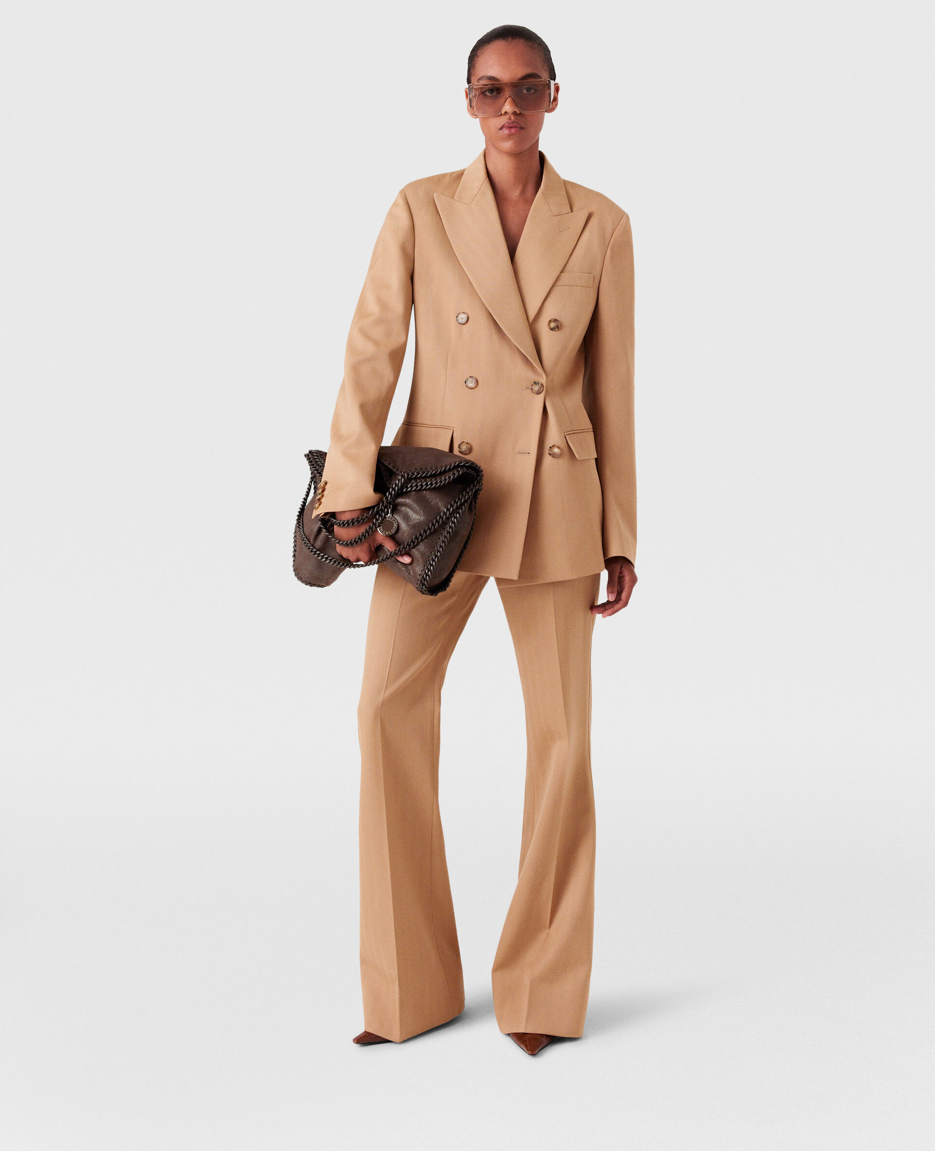 Striped Double-Breasted Blazer-Brown-large image number 2