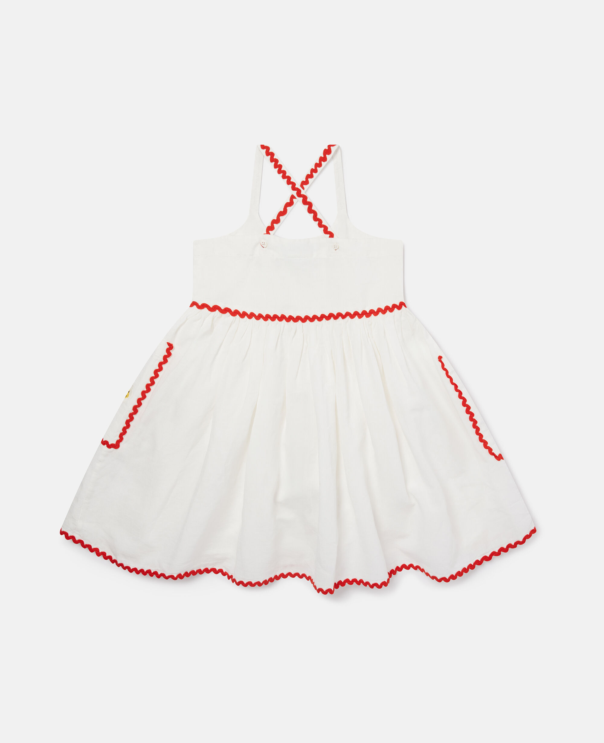 Kids Cream Strawberry Embroidered Sleeveless Dress | Stella