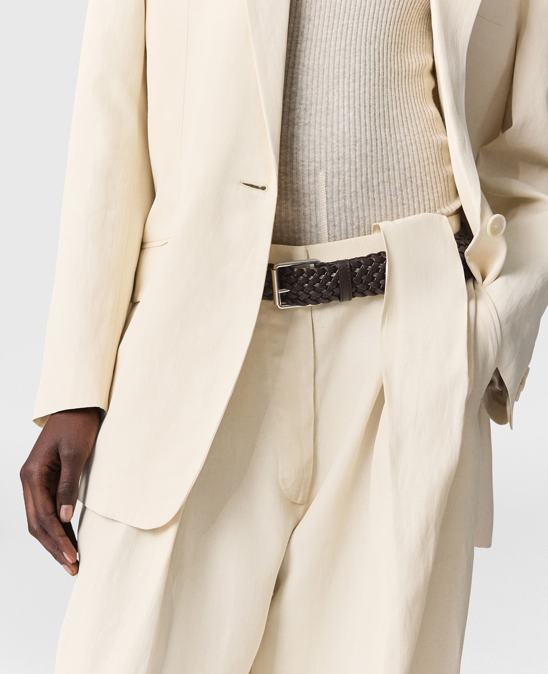 Slouchy Paneled Pants-Beige-large image number 2