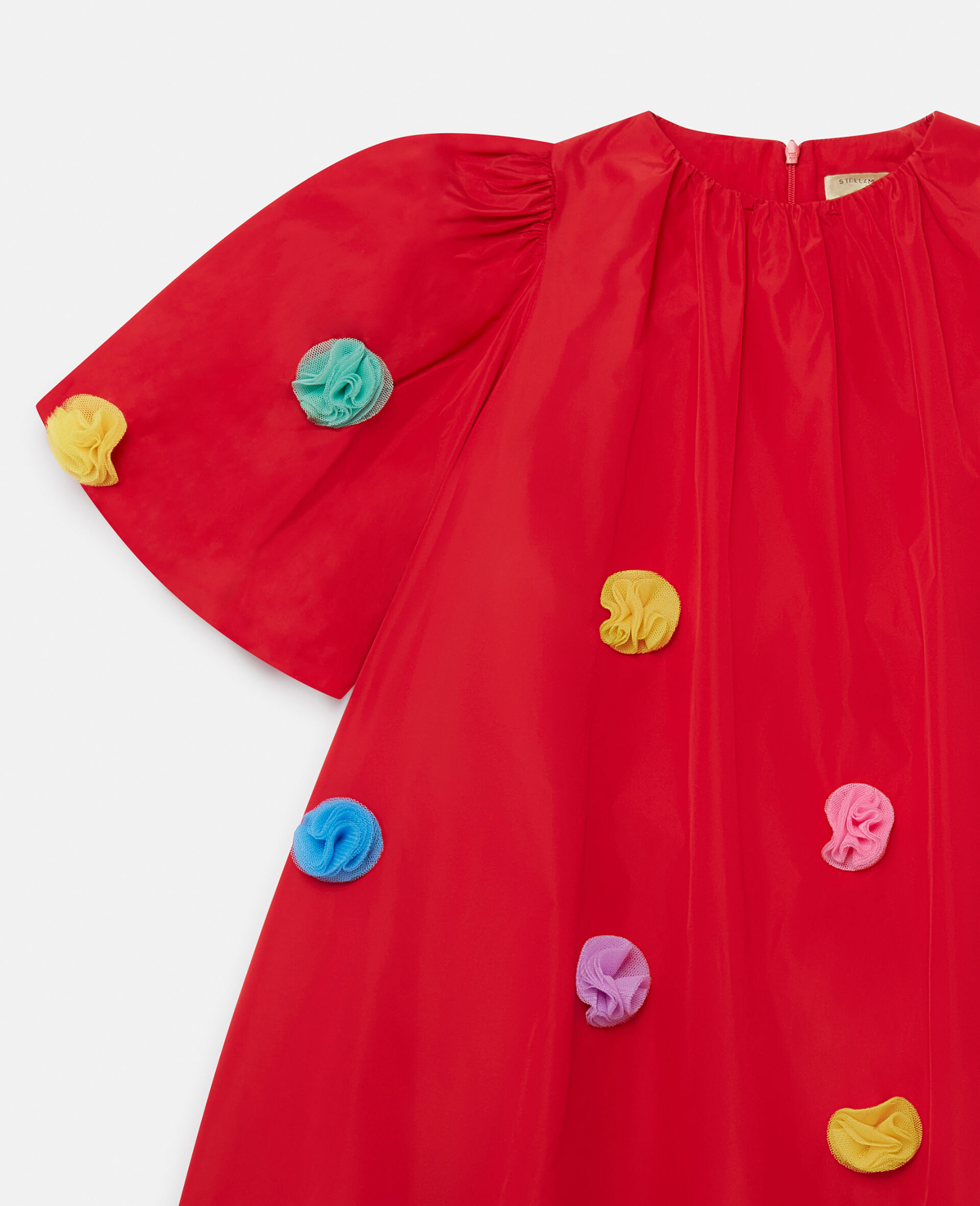 Fluffy Tassel Short-Sleeve Dress-Red-large Fluffy Tassel Short-Sleeve Dress-Red-large image number 1