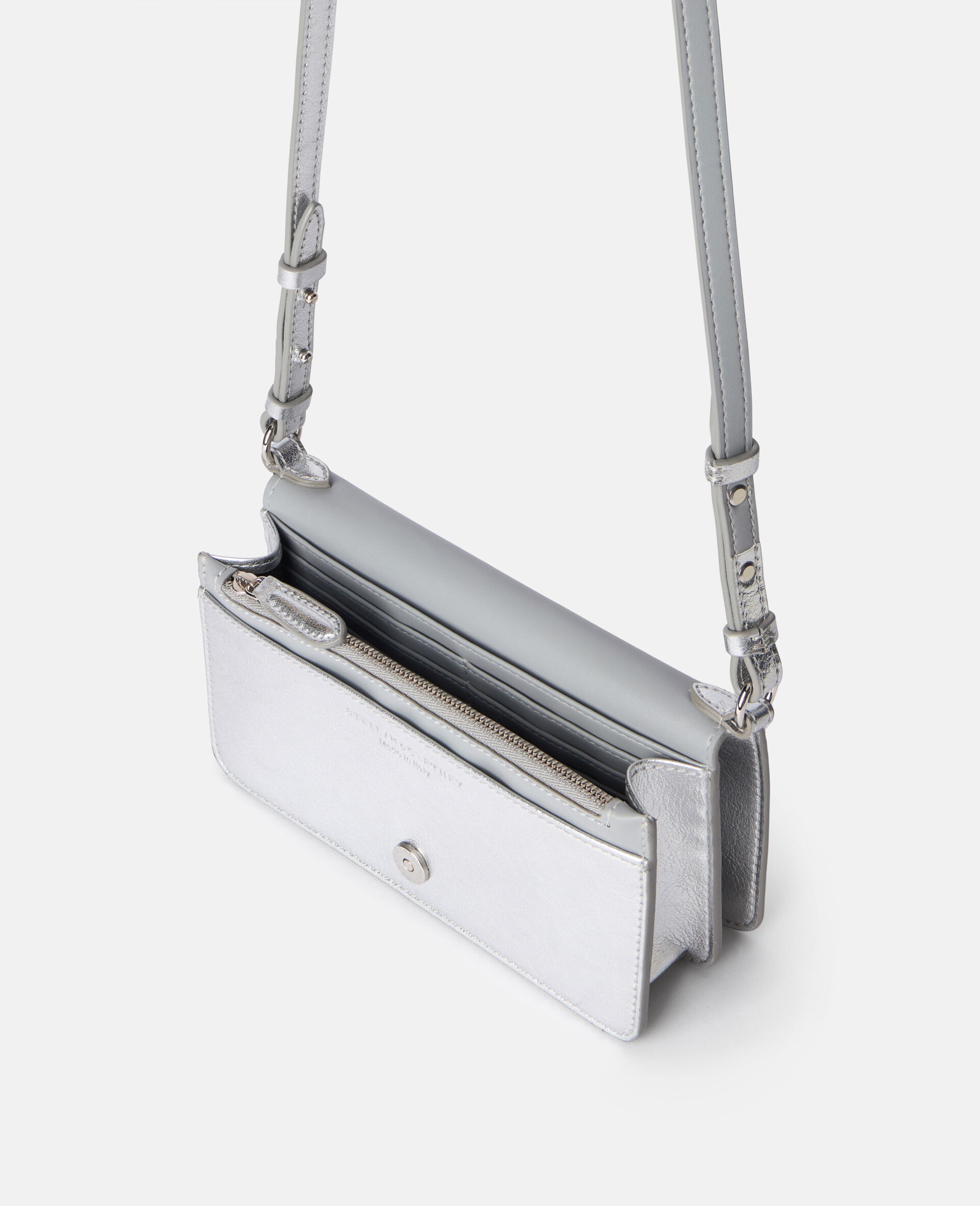 Logo Crossbody Wallet -Silver-large image number 3