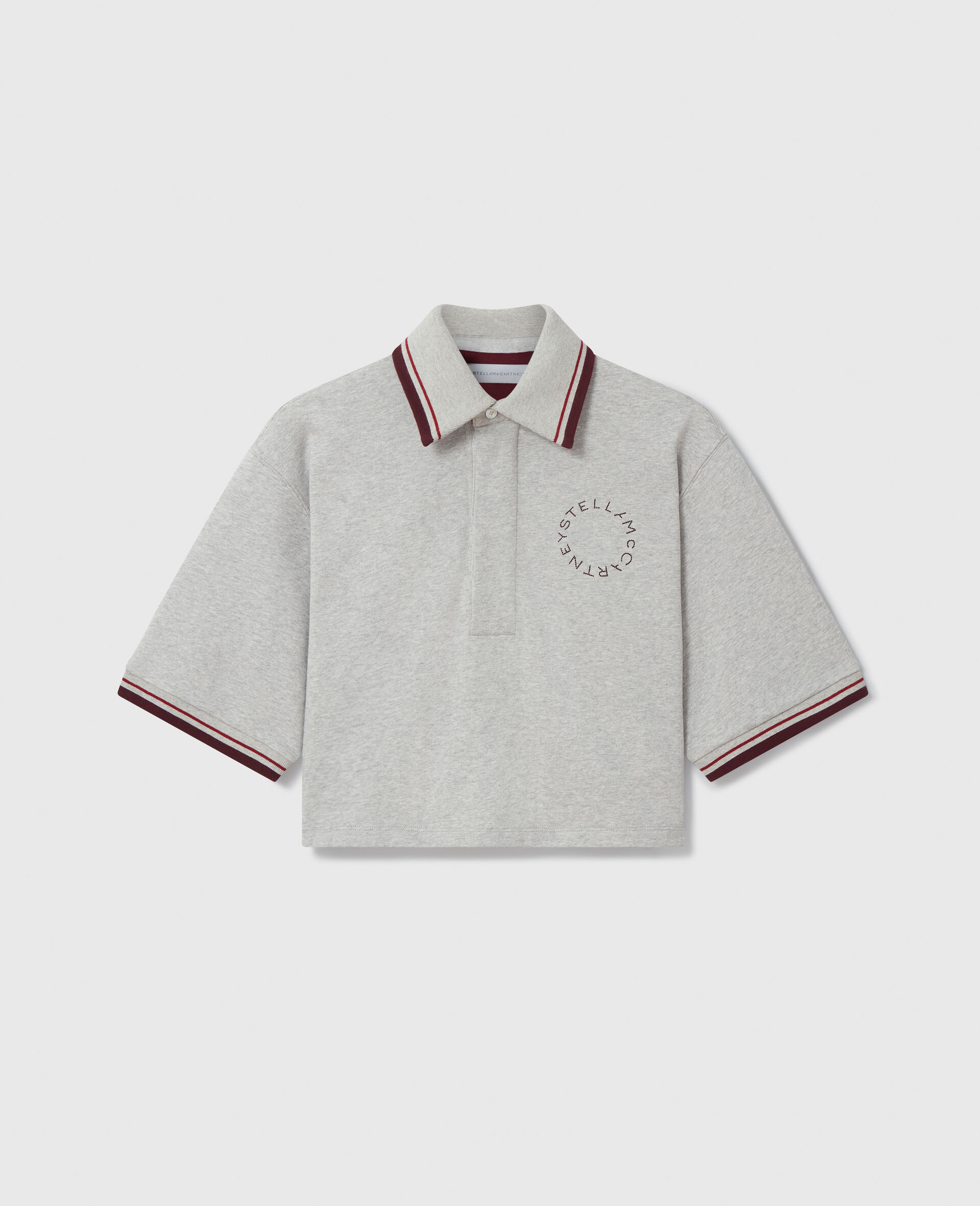 Cropped Short-Sleeve Rugby Shirt-Grey-medium