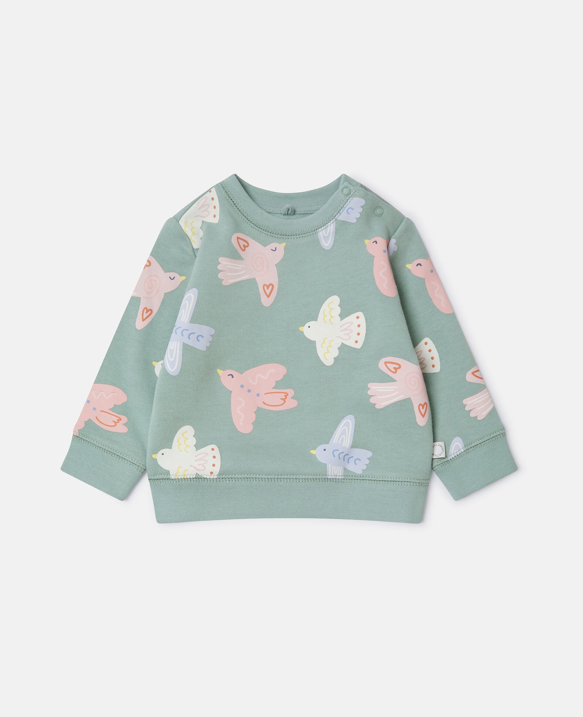 Sweat shirt a col ras du cou avec imprime colombes-Gris-medium