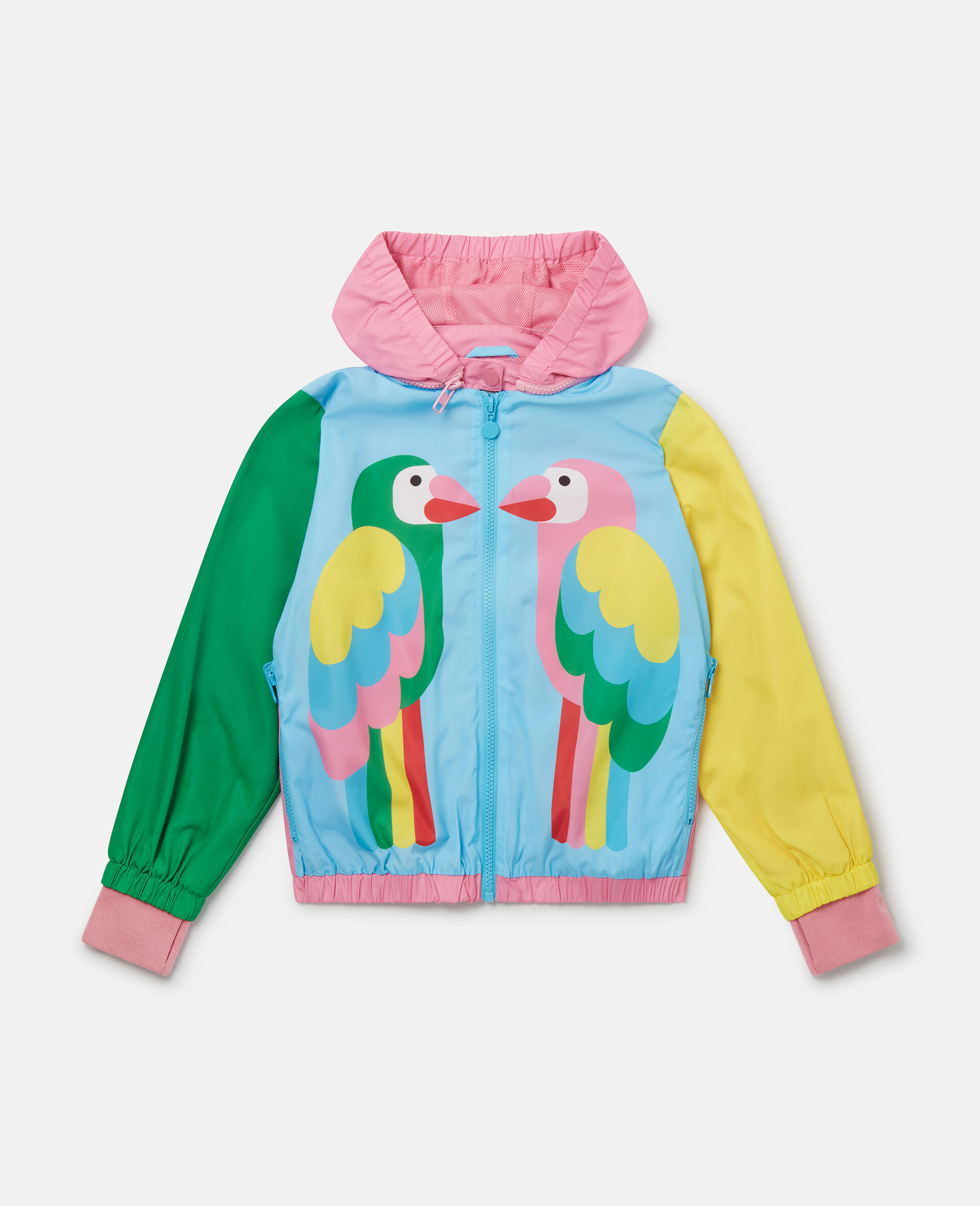 Double Parrot Print Hooded Jacket-Multicolour-large image number 0