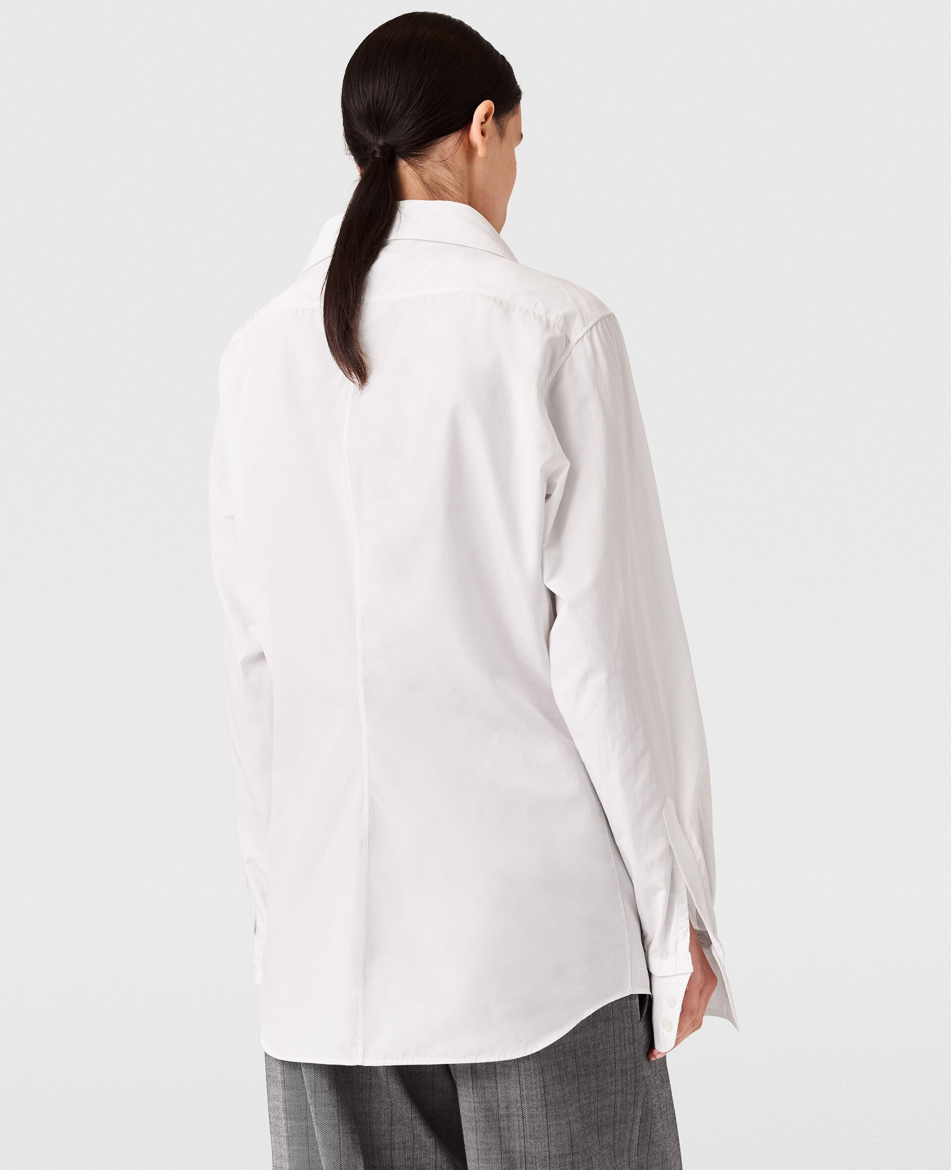 Open V-Neck Collared Shirt -White-large image number 2