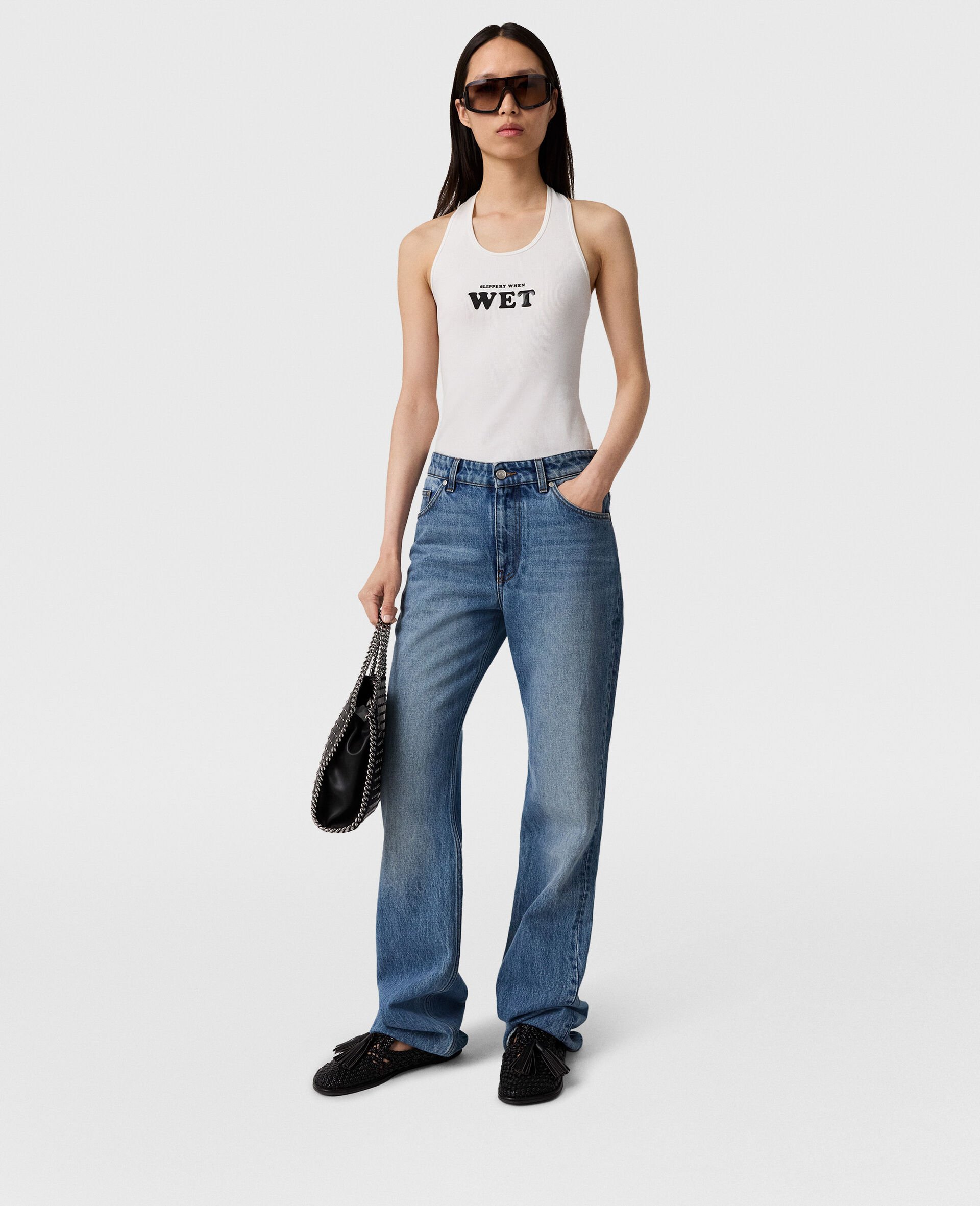 Faded Straight-Leg Mid-Rise Denim Jeans-Blue-model