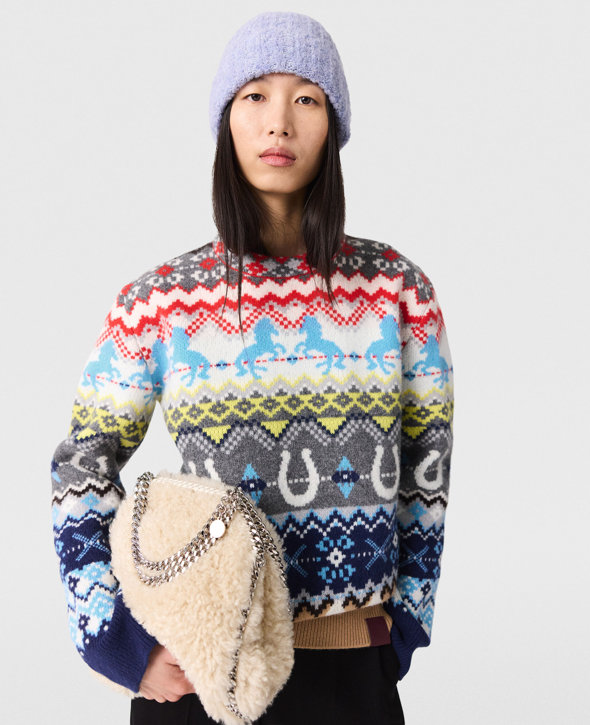 Bonnet raye avec logo-Bleu-large Bonnet raye avec logo-Bleu-large image number 2