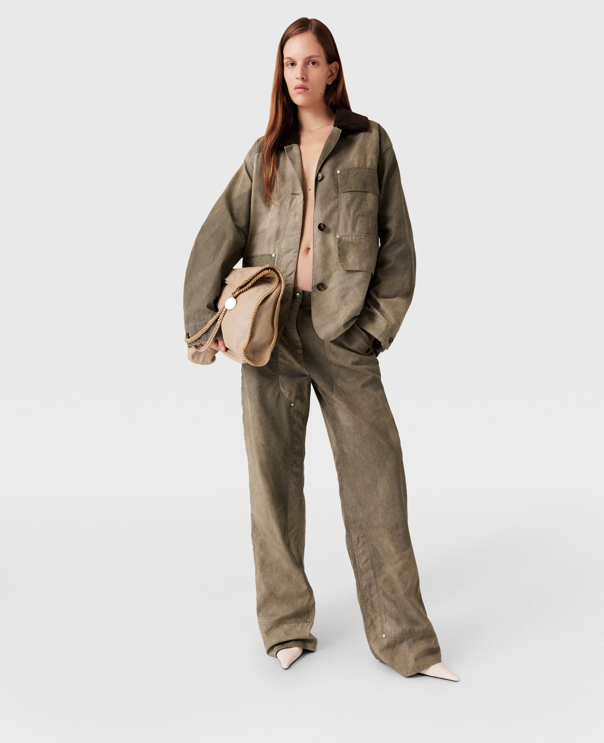 Chaps Washed Straight-Leg Pants-Beige-model