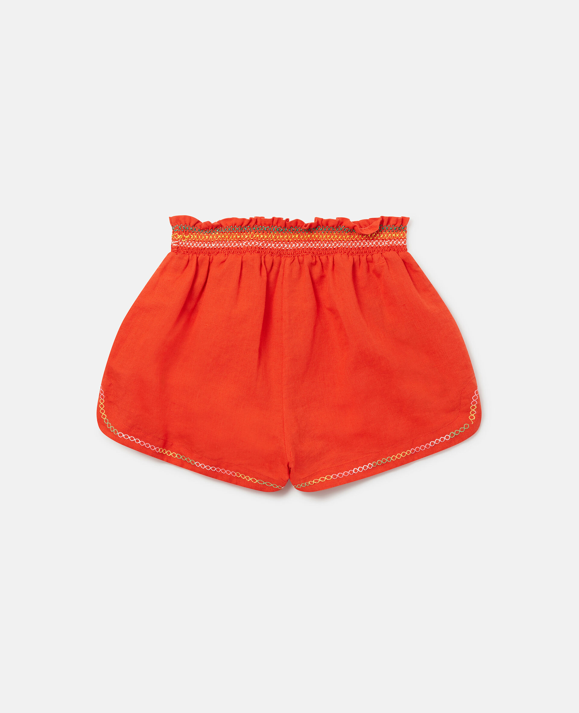 Parrot Embroidery Linen Shorts-Red-large Parrot Embroidery Linen Shorts-Red-large image number 2