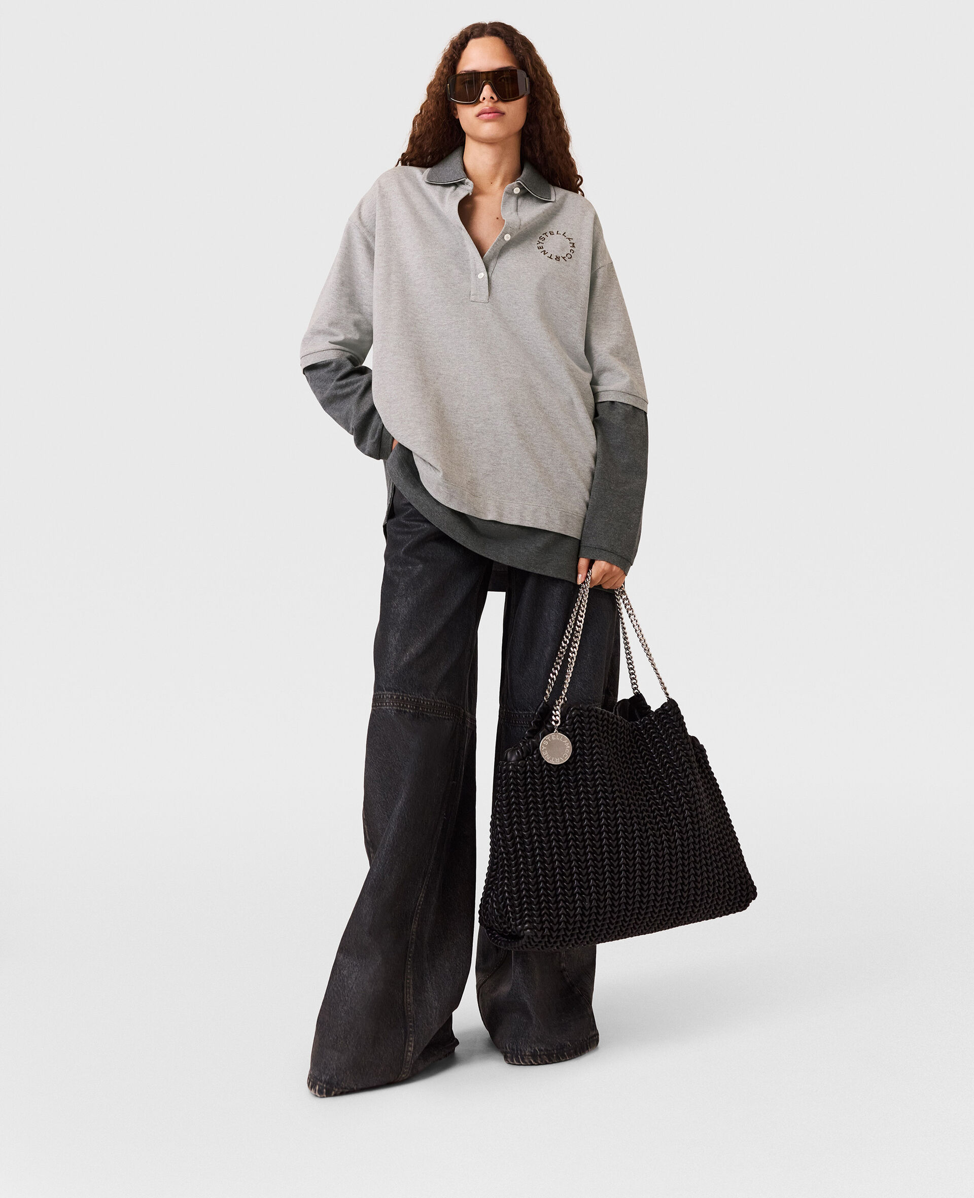 Logo Panelled Rugby Shirt-Grey-large image number 5