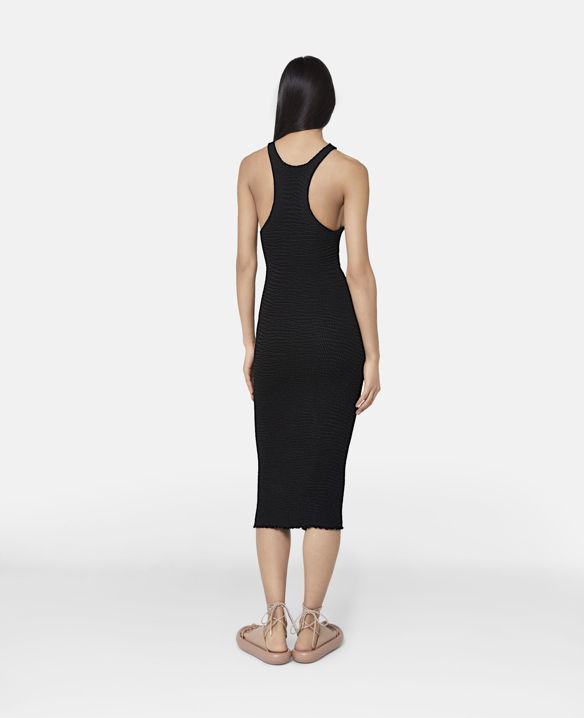 Upset Kitty Crochet Patch Racerback Midi Dress-Black-large image number 2