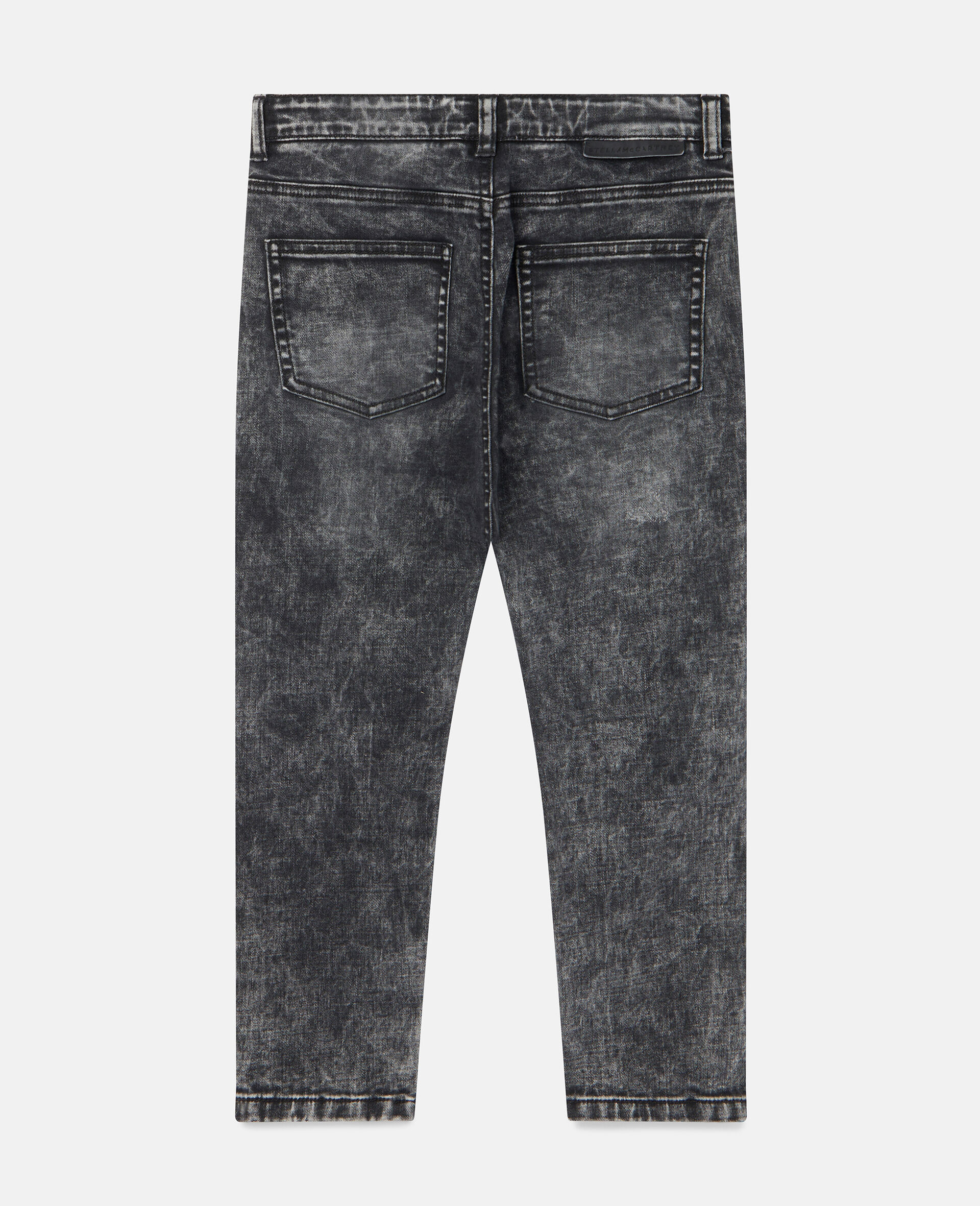 Acid Wash Denim Trousers-Black-large image number 2