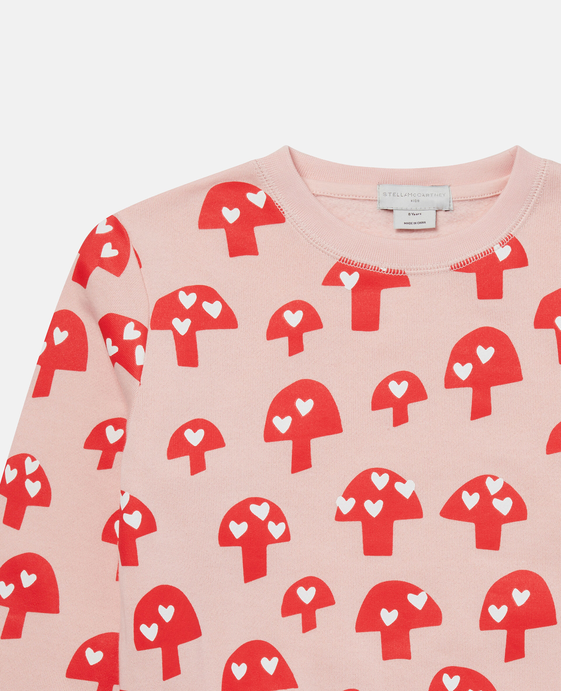 Mushroom Print Cotton Sweatshirt-Pink-large image number 1