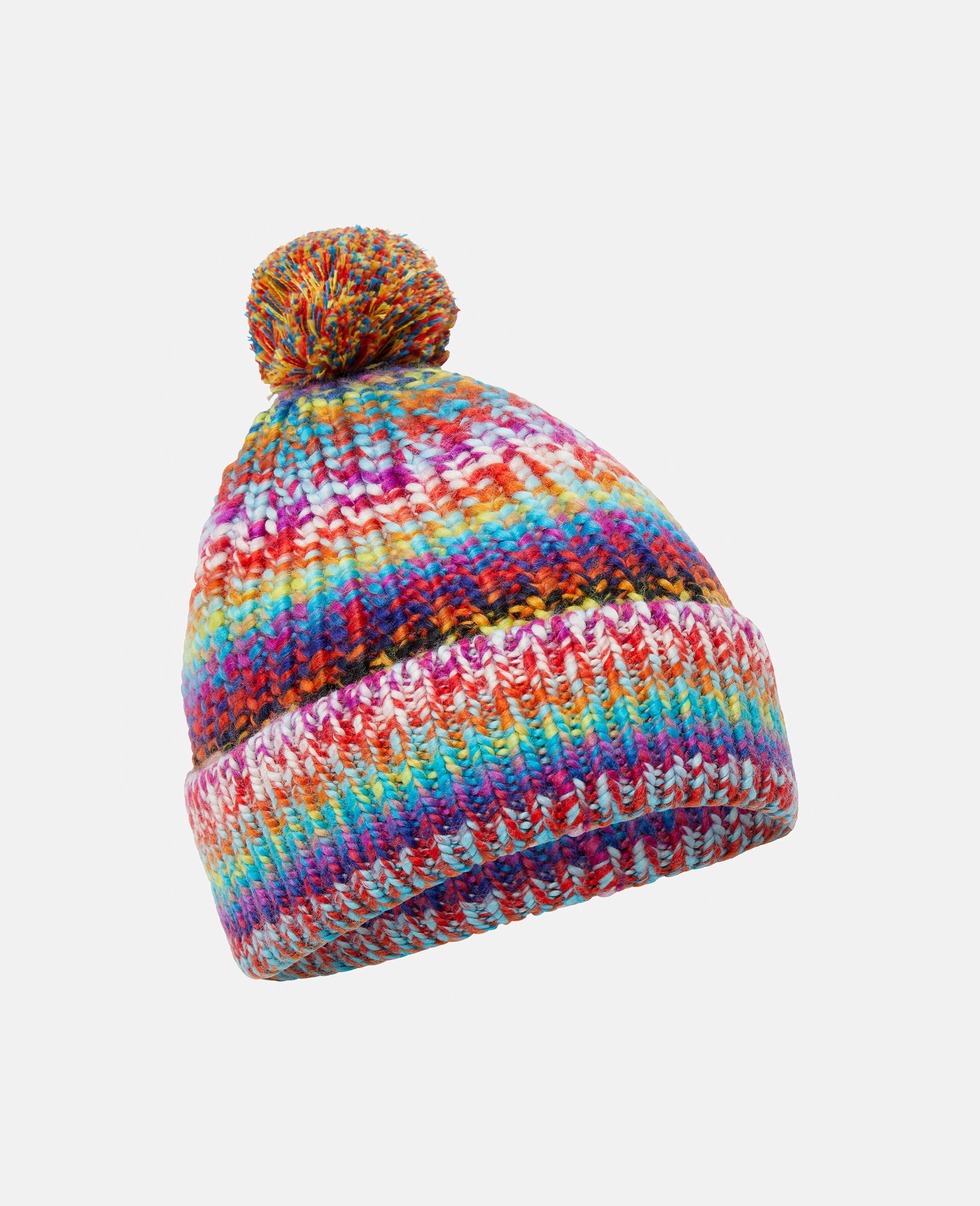 Rainbow Striped Knit Hat-Multicoloured-large image number 1