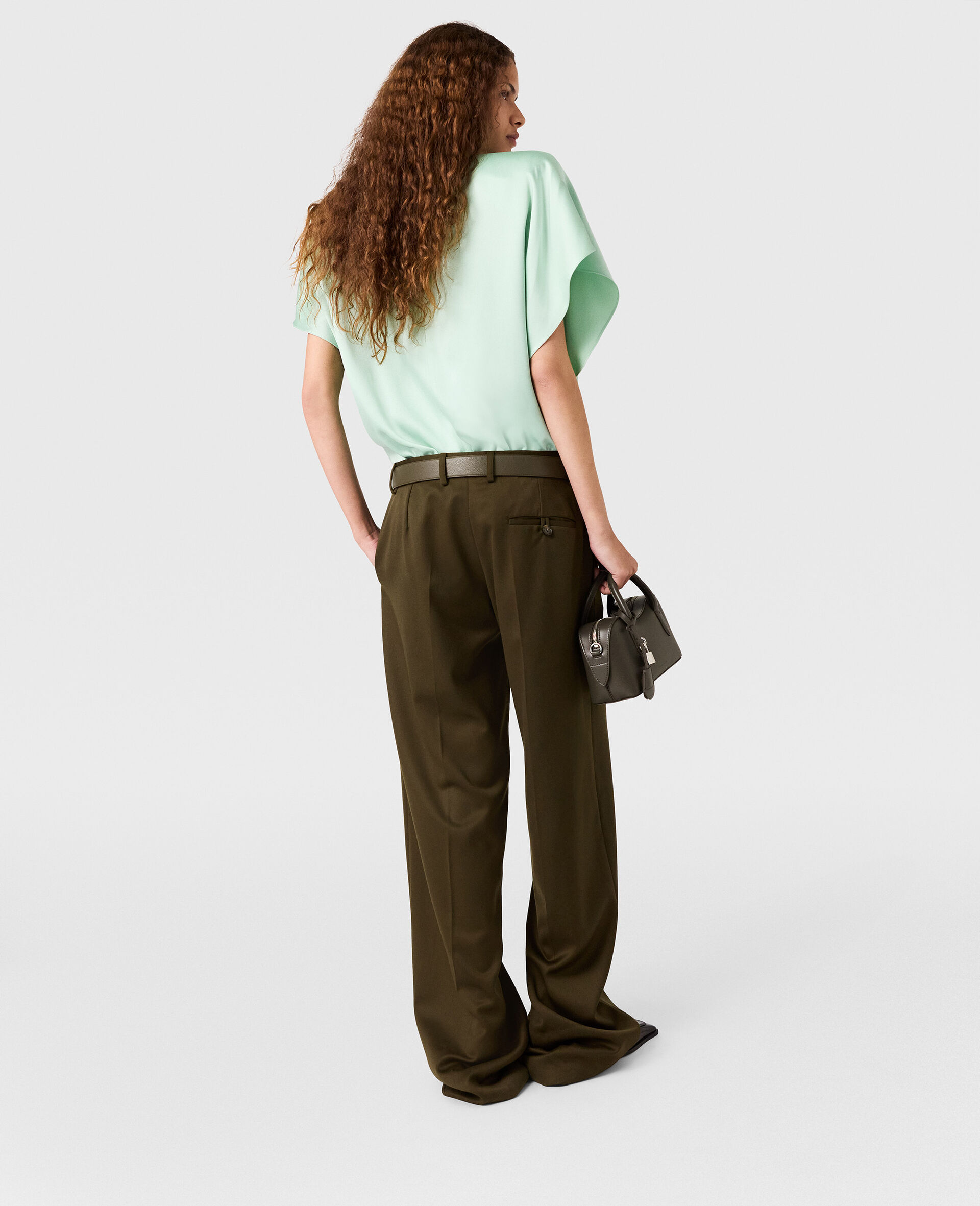 Cap-Sleeve Shoulder Pad Top-Green-large image number 3