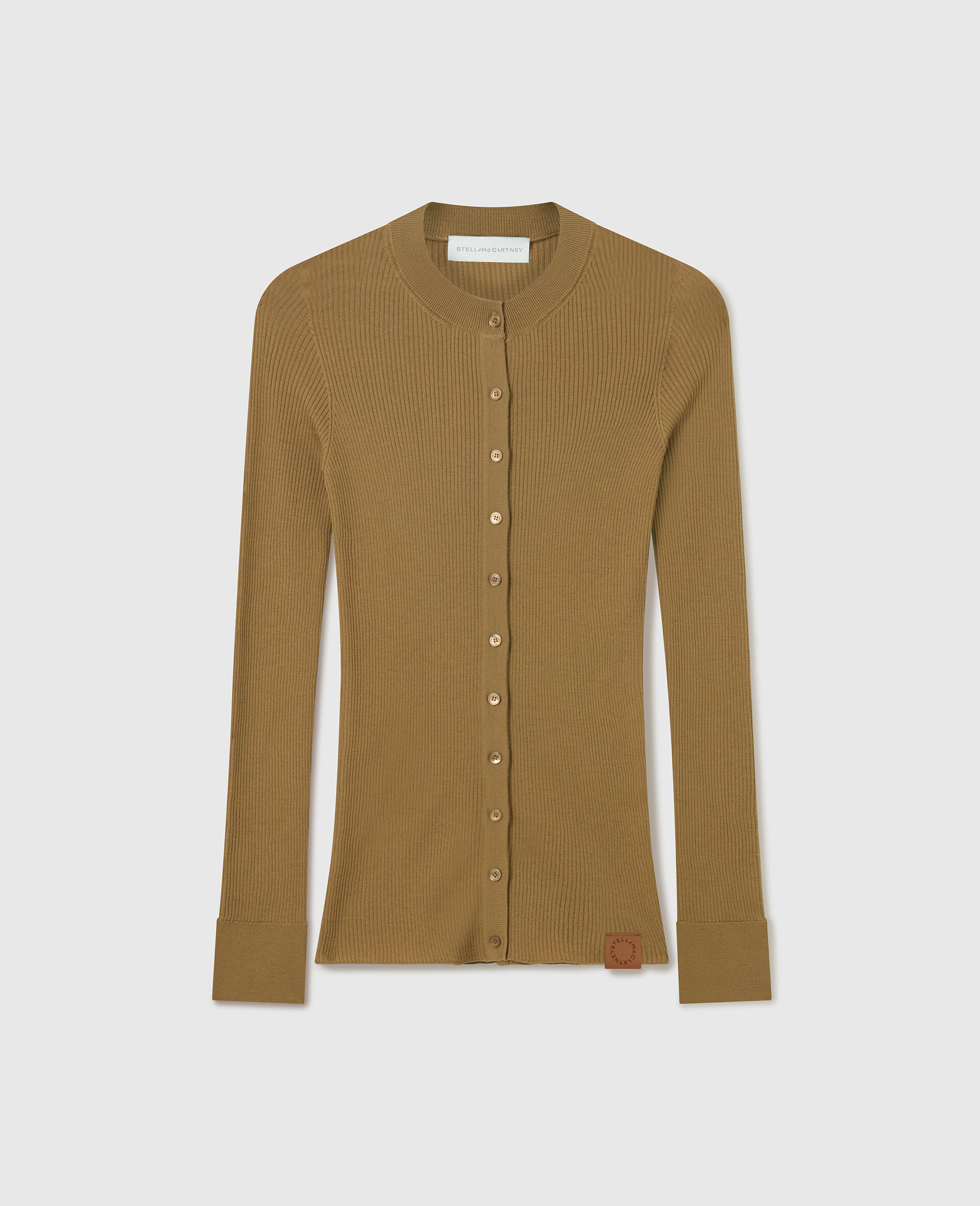 Crewneck Light Knit Cardigan-Beige-large image number 0