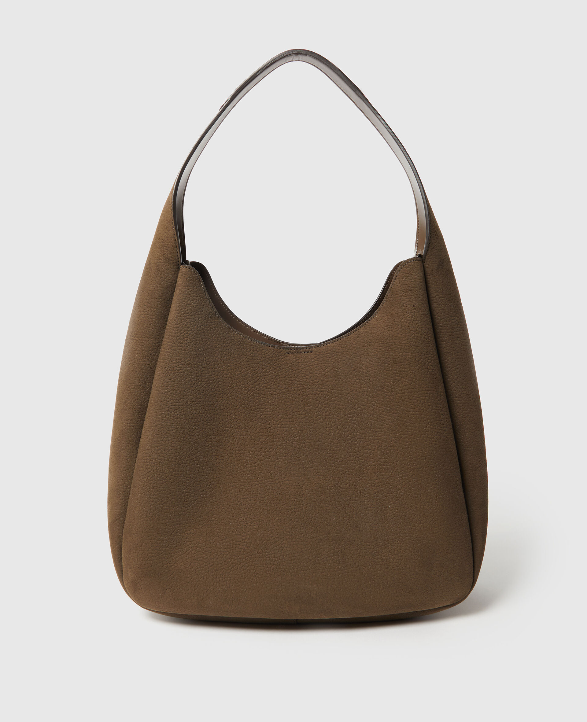 Logo Suede Large Hobo Bag-Brown-large image number 3