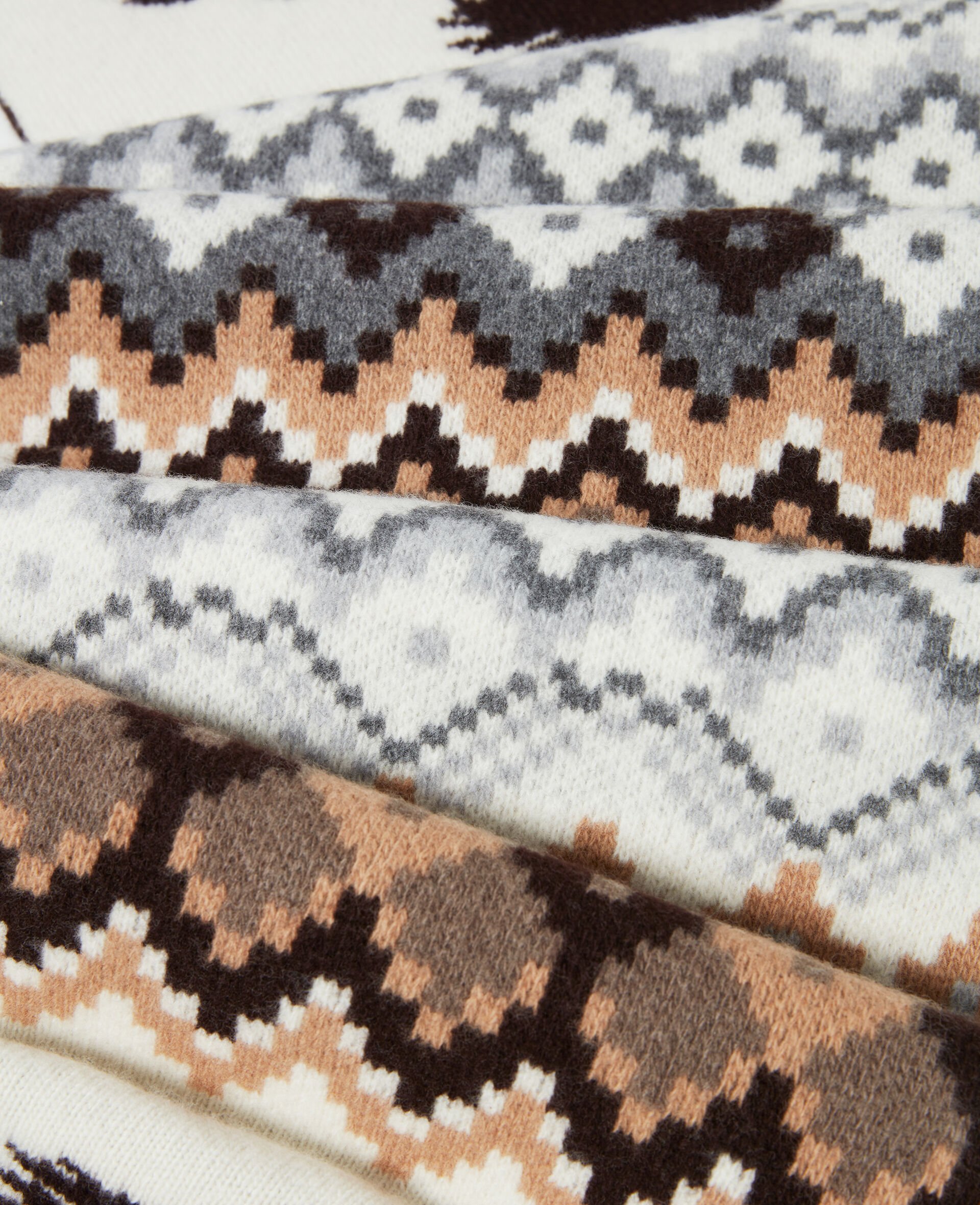 Sciarpa Fairisle con Logo-Marrone-large image number 2