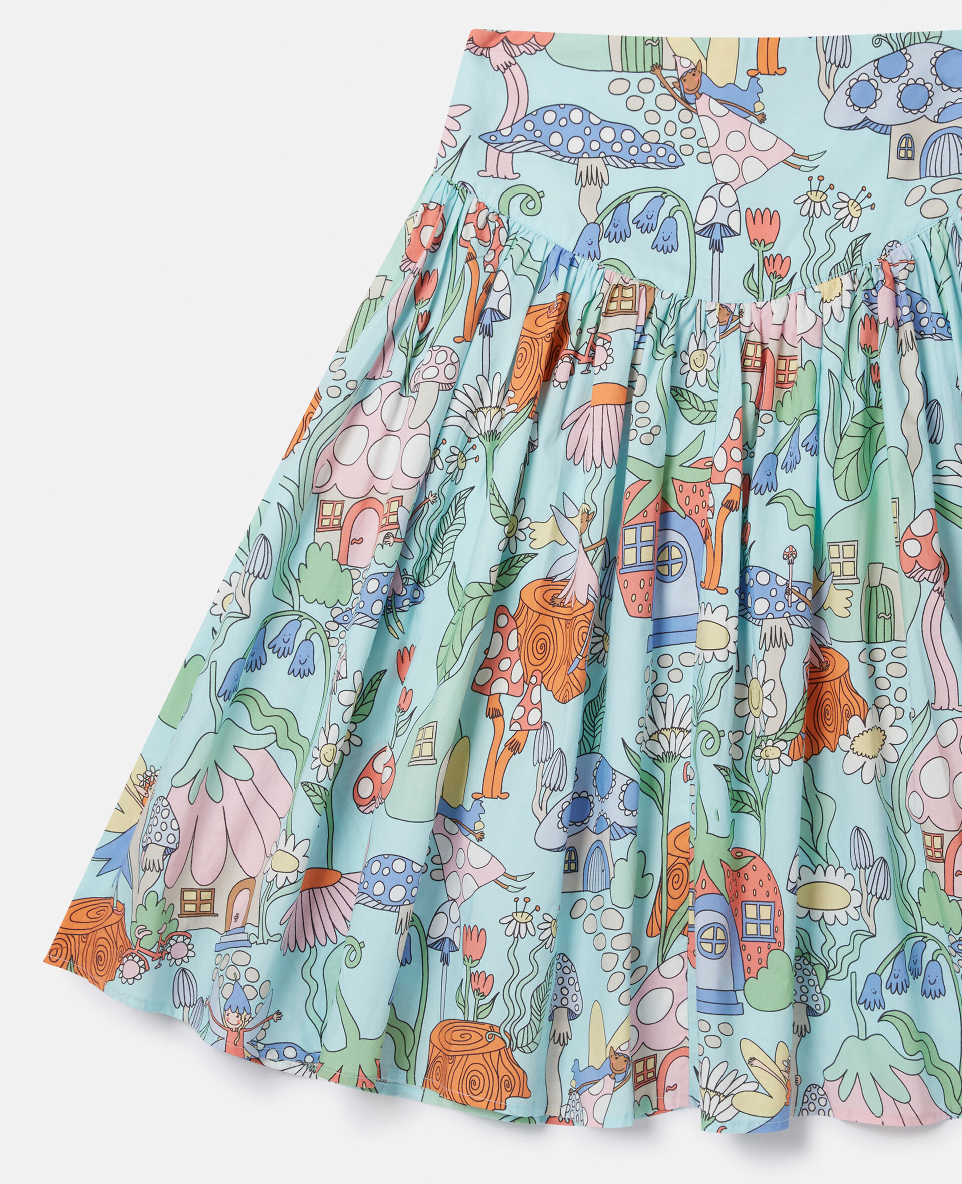 Woodland Print Pleated Skirt-Green-large image number 1
