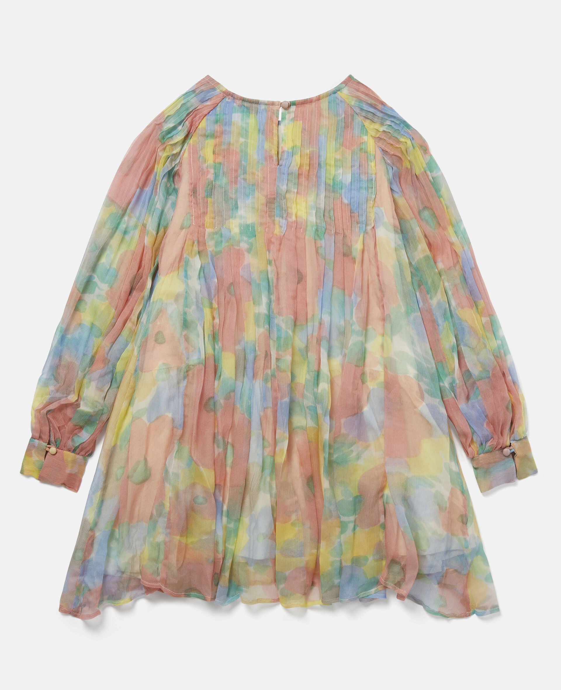 Georgette Flower Silk Dress-Multicoloured-large image number 2